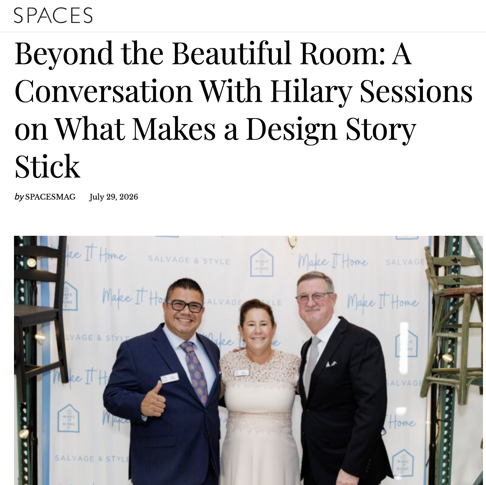Hilary Sessions featured in SPACES Magazine