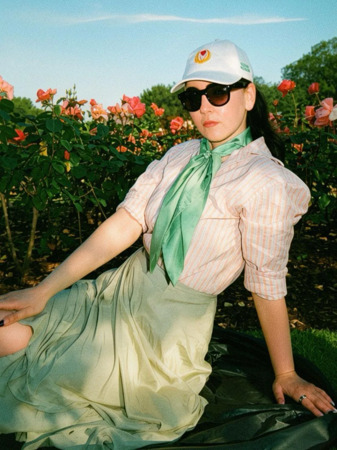 The HEART Retreat hat made it to London. Worn by @queenofcups1337 in Queen Mary&rsquo;s Rose Garden, Regent&rsquo;s Park. Join us August 22-29, San Miguel de Allende, link in bio. 🌹 #heartretreat #sanmigueldeallende #healingretreat #regentspark #lon