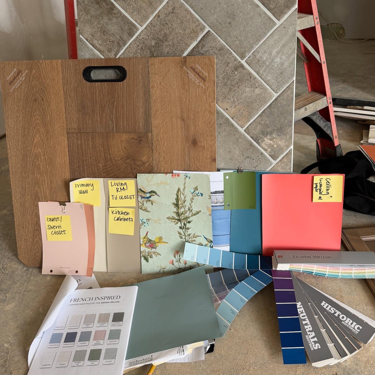 The best meetings come with a little dust and a whole lot of color.  A stunning lake house project coming soon!  #lakeguntersville #lakeguntersvillelife #interiordesign