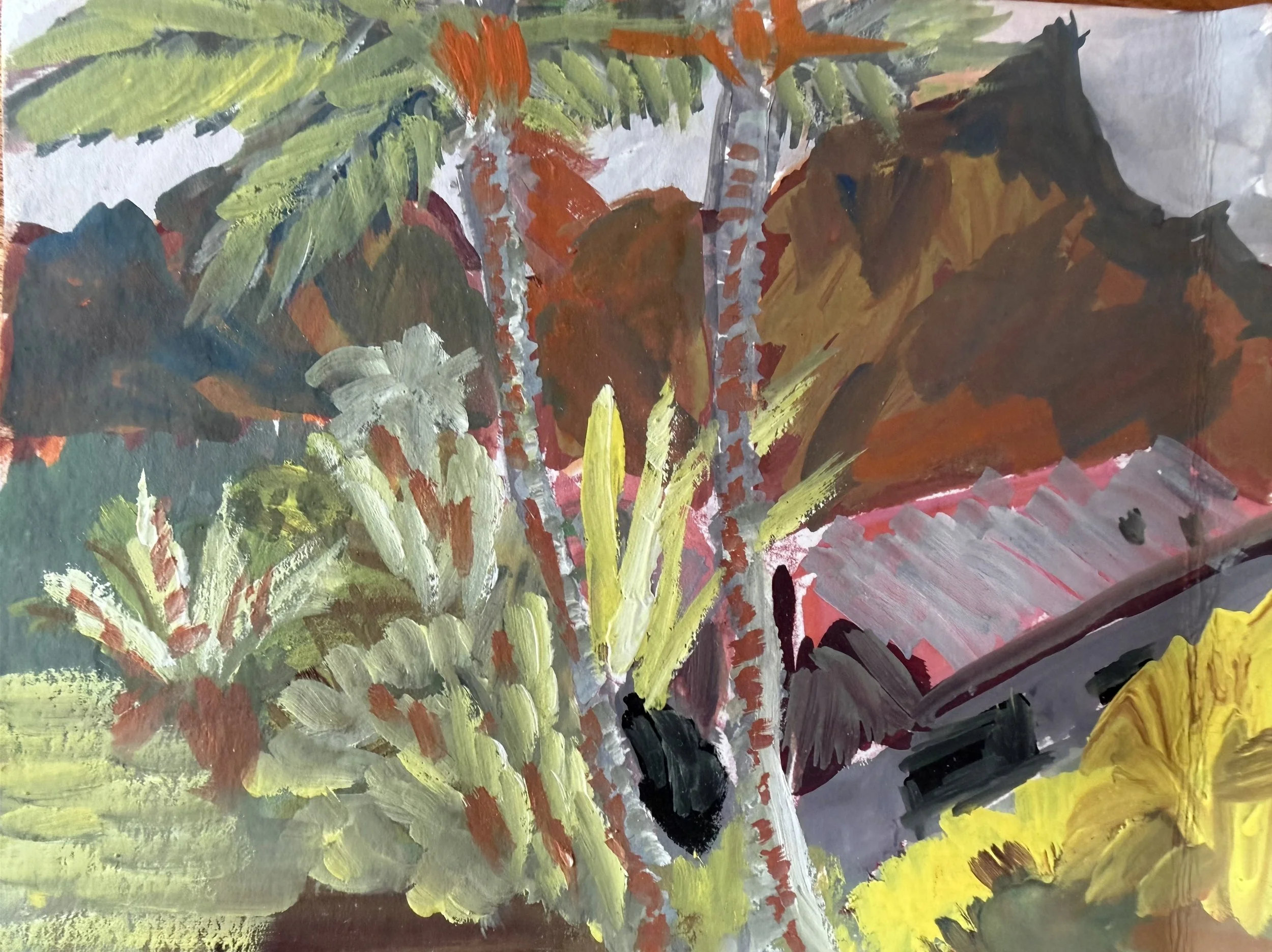 Hanalei postcard-goache on cardstock