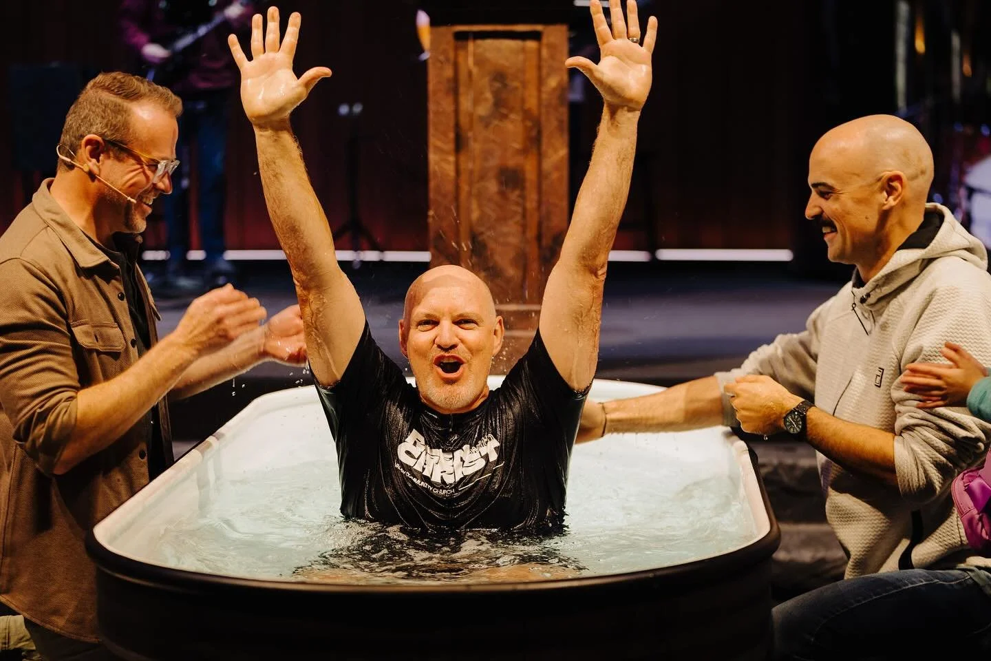 All glory to Christ! Yesterday, we joyfully witnessed seven people go public with their faith through baptism. 🙌 It was a beautiful morning filled with the hope of Jesus as we continued our journey through the book of Romans and reflected on being a