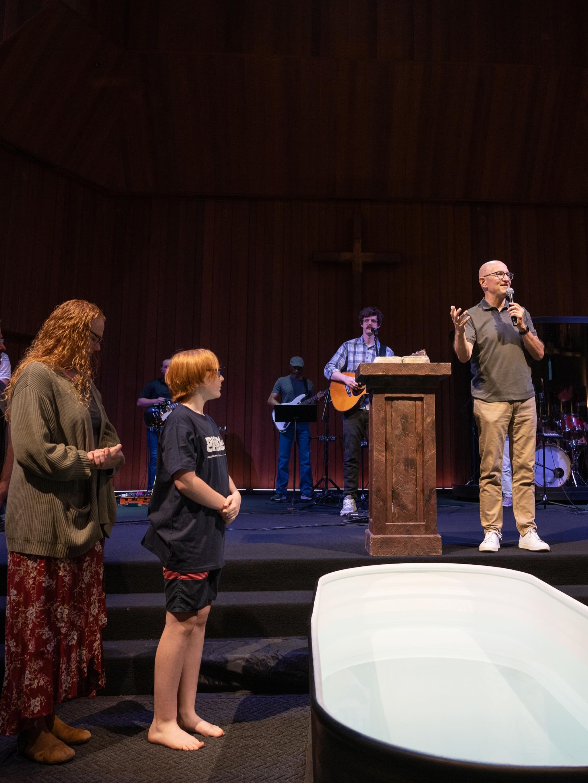 Today 5 people were baptized &mdash; a beautiful public symbol of their faith in Christ! 🎉

We also finished our study of Romans 8, and worship was absolutely amazing. What a day to celebrate our new life in Christ! 🙌