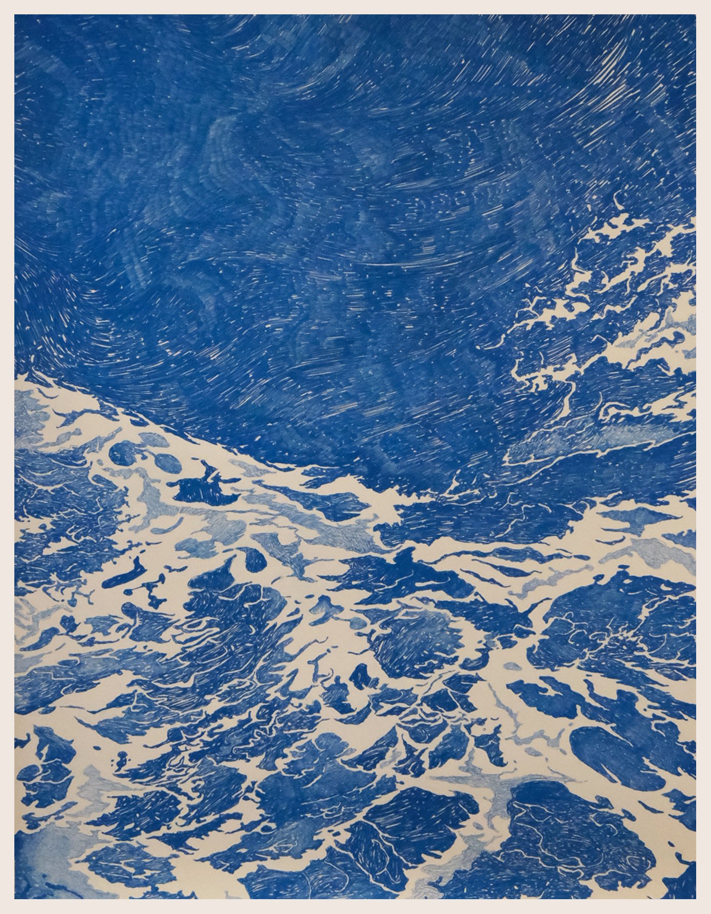 “B 0_47_129” (2022)
Permanent colored pencil on pure cotton Arches hot pressed watercolor paper (356g/m2)
Dim.: 100x130cm