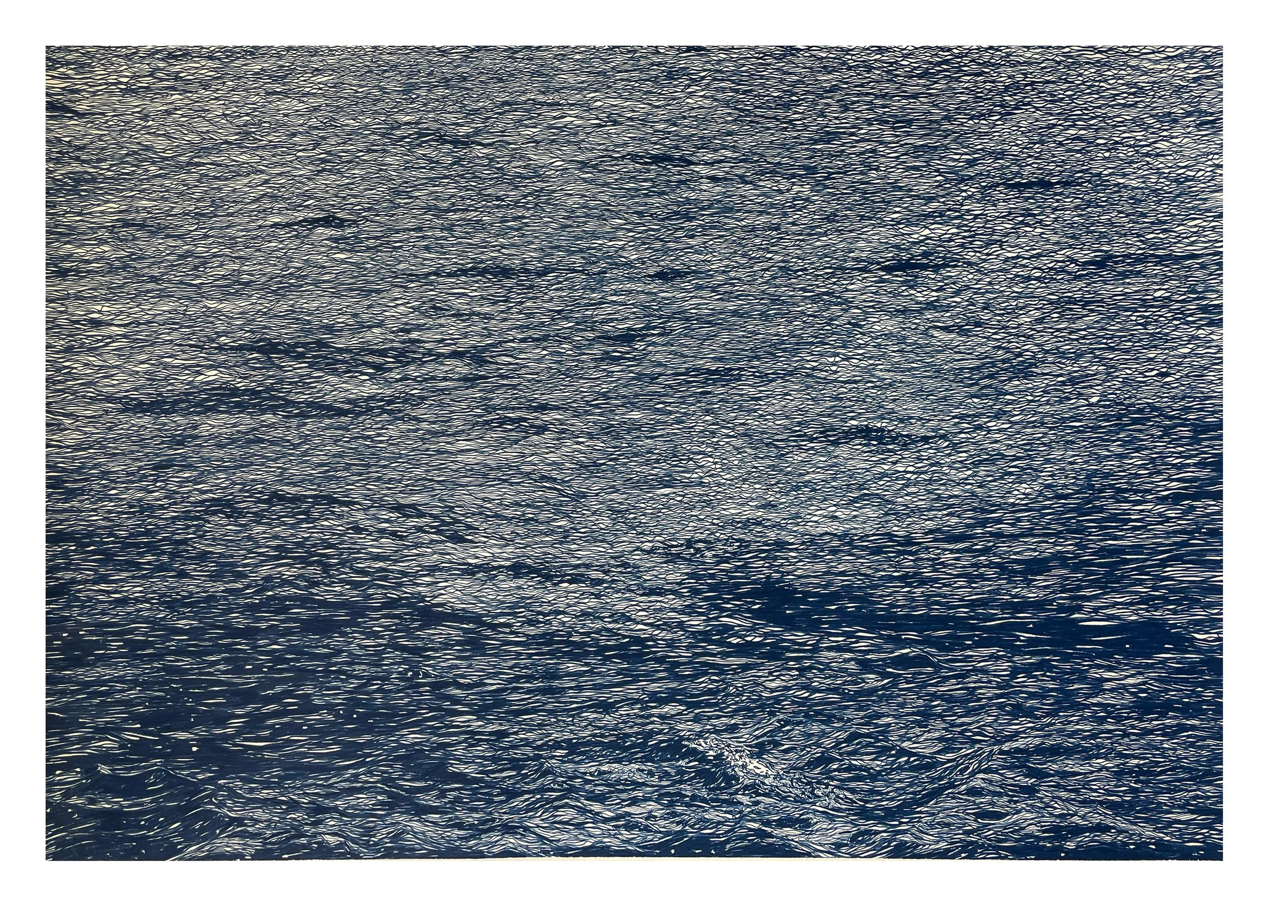 “depiction of a new sea” (2024)
Permanent colored pencil on pure cotton cold pressed Arches Velin paper (270 g/m2)
Dim.: 75x105cm