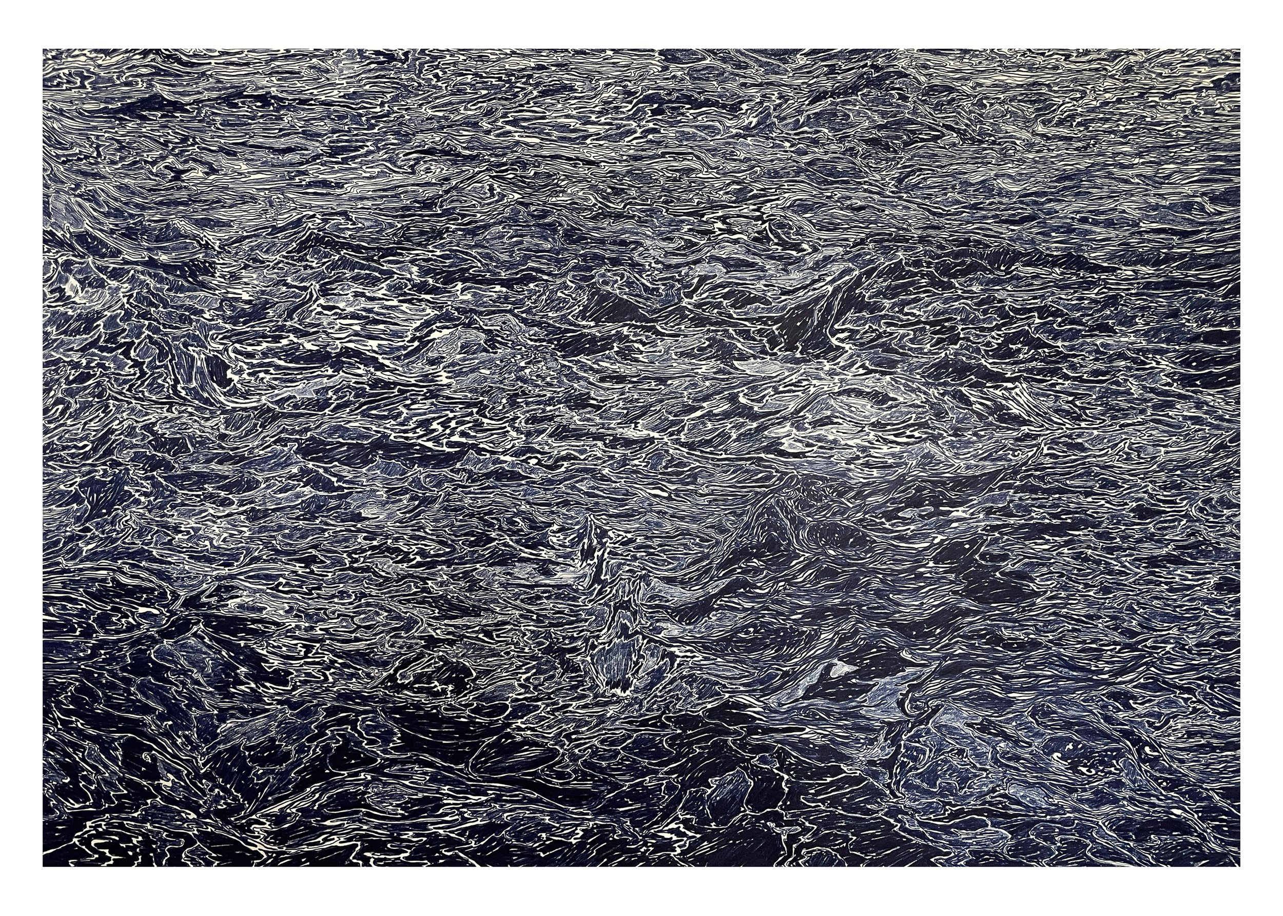 “back to the archipelago (idanthrene blue)” (2024)
Permanent colored pencil on pure cotton cold pressed Arches Velin paper (270 g/m2)
Dim.: 75x105cm