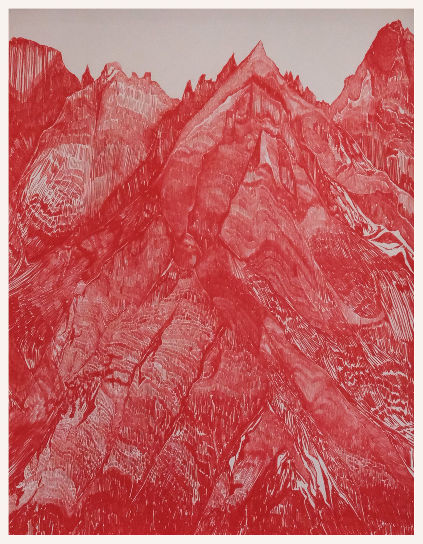 “R 208_0_0” (2022)
Permanent colored pencil on pure cotton Arches hot pressed watercolor paper (356g/m2)
Dim.: 100x130cm