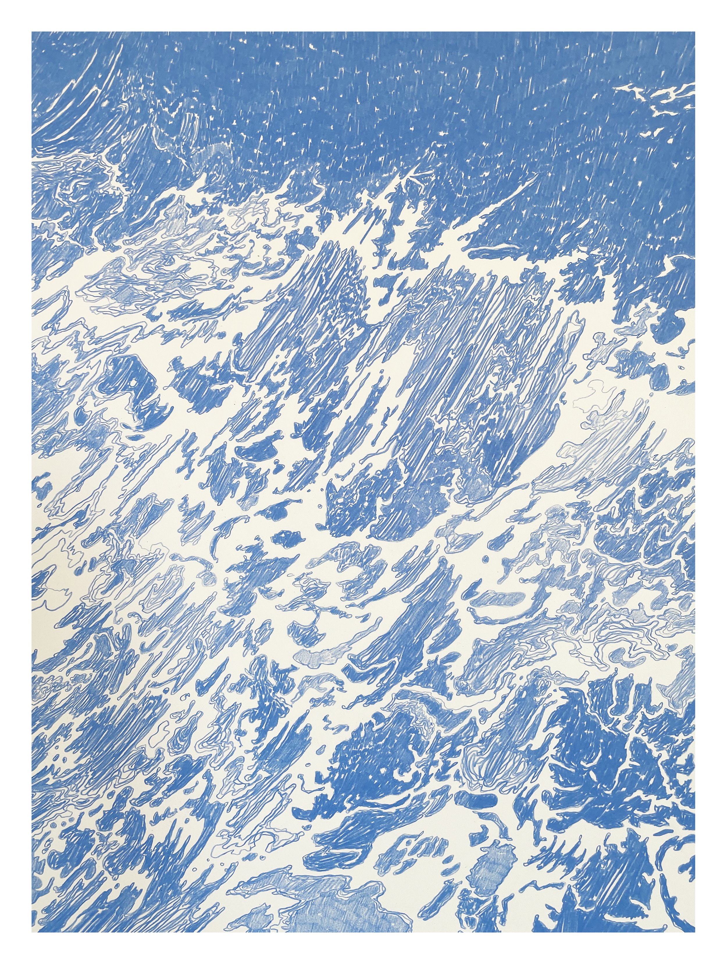 ”Moving (01)“ (2025)
Permanent colored pencil on pure cotton Arches hot pressed watercolor paper (300g/m2) Dim.: 46x61cm