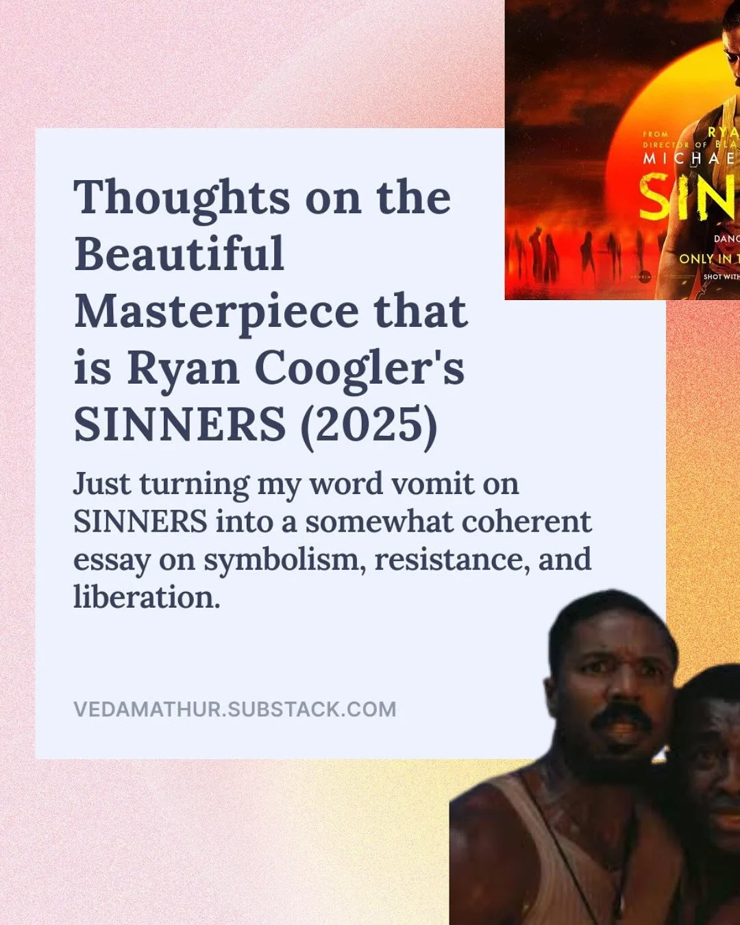 couldn&rsquo;t stop thinking about @sinnersmovie since watching it last night&hellip;so i decided to write about it 🙃

check out my bio for the substack link!