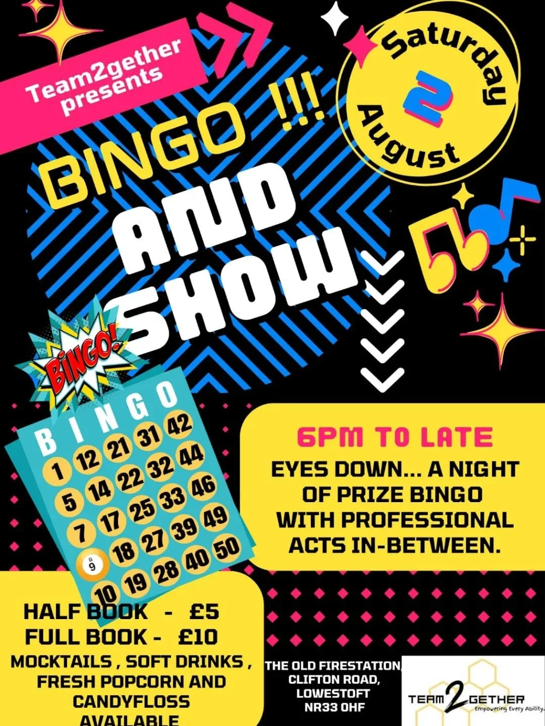Come and join us for these fun social nights with lots of prizes to be won.🎲
With fun themed mocktails and classic circus confectionerys.🍿🎪
2nd - bingo and show, a book of prize bingo with a performance between every game.
23rd - trivia quiz,