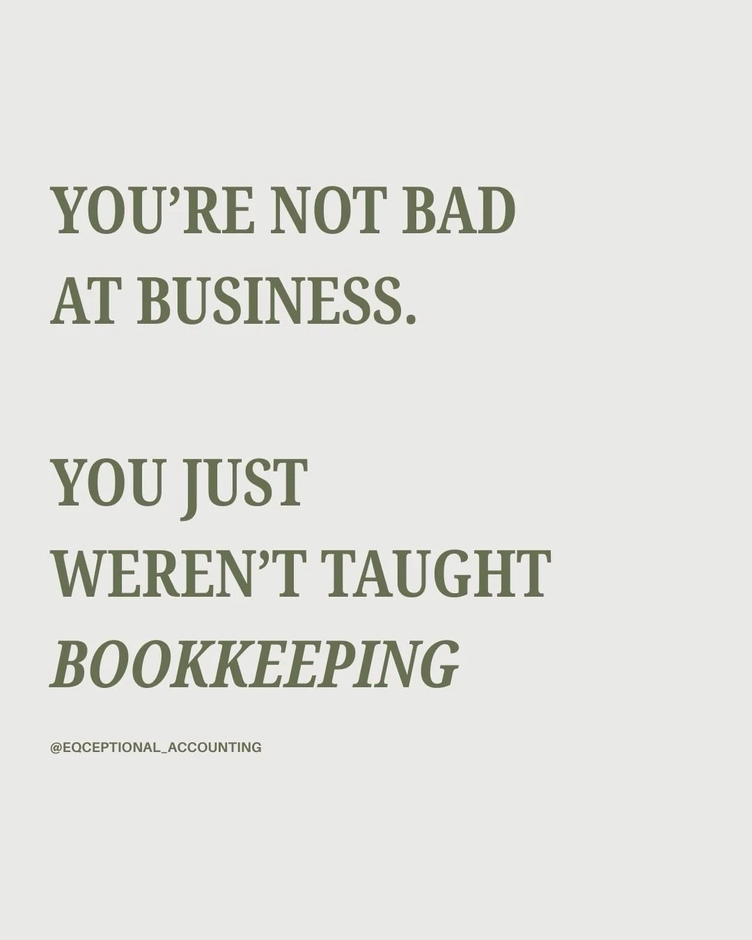 📣PSA📣
You&rsquo;re not bad at business, you just weren&rsquo;t taught bookkeeping!

I hear it all the time:
&ldquo;Bookkeeping isn&rsquo;t my strong suit&rdquo;
&ldquo;I avoid it because I don&rsquo;t know what I&rsquo;m doing&rdquo;
&ldquo;I have 