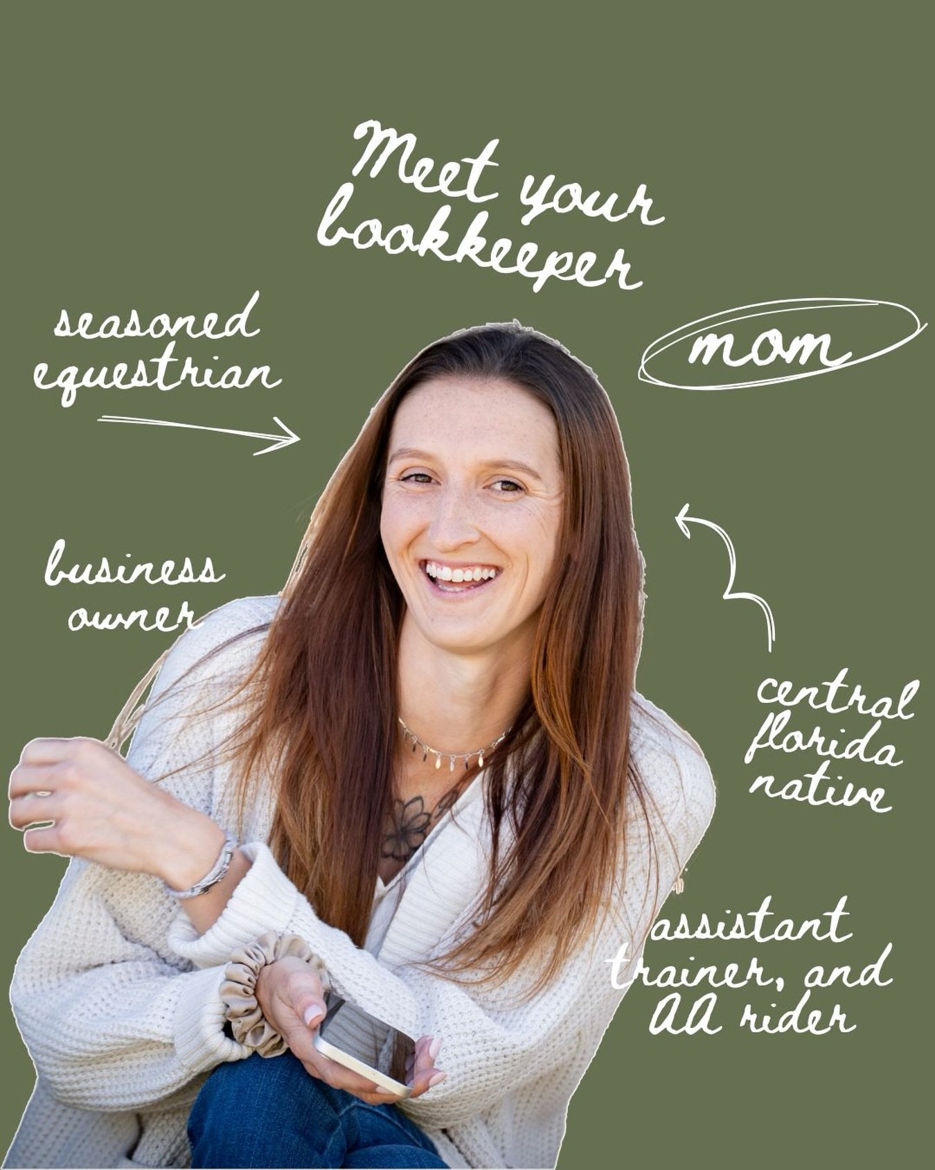 Meet Your Bookkeeper:

Hi! I&rsquo;m Rachel! The nerd behind all of your clean books. I started my riding career almost 20 years ago! I&rsquo;m a Central Florida native who still rides &amp; trains the greenies, teaches lessons, and competes at local