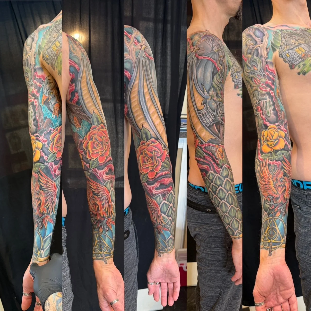 Fantasy sleeve incorporating elements from Harry Potter and Real life.