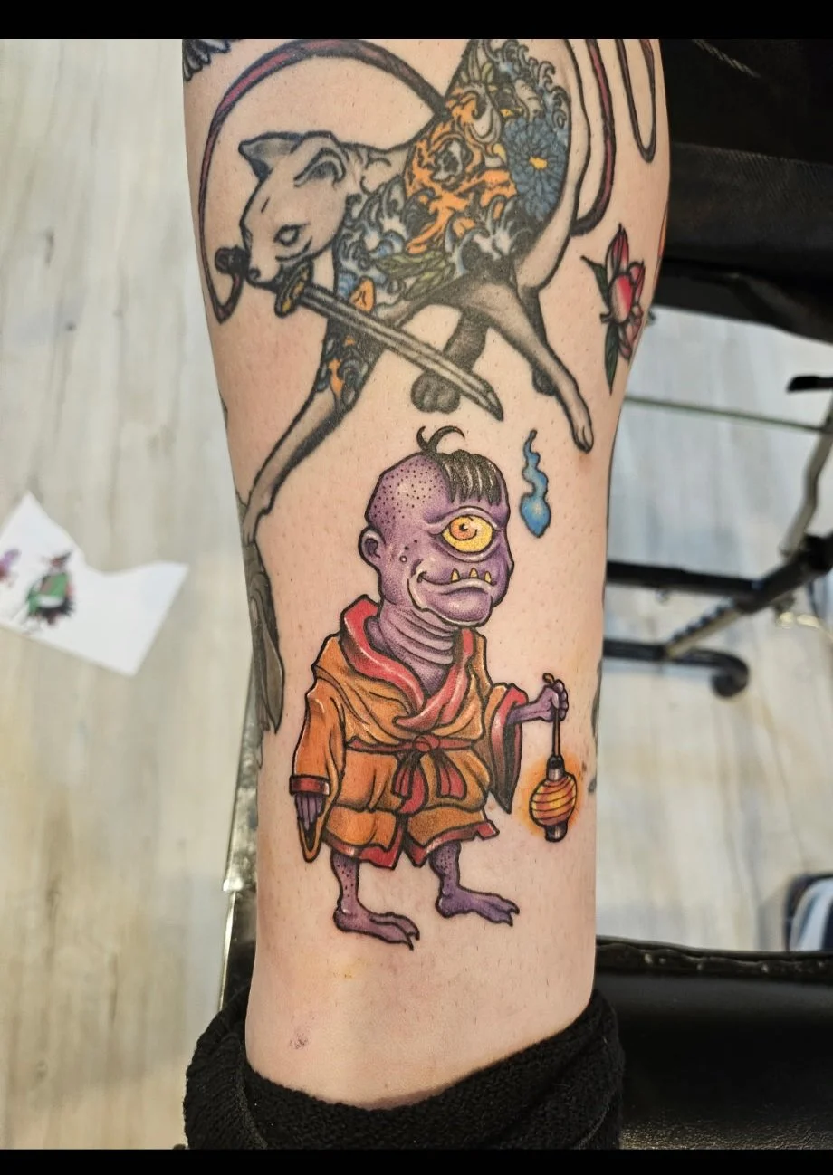 A neo japanese yokai tattoo done by award winning artist Pete Tapang.