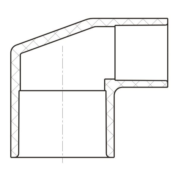 90° Reducing Ell (SOC × SOC)