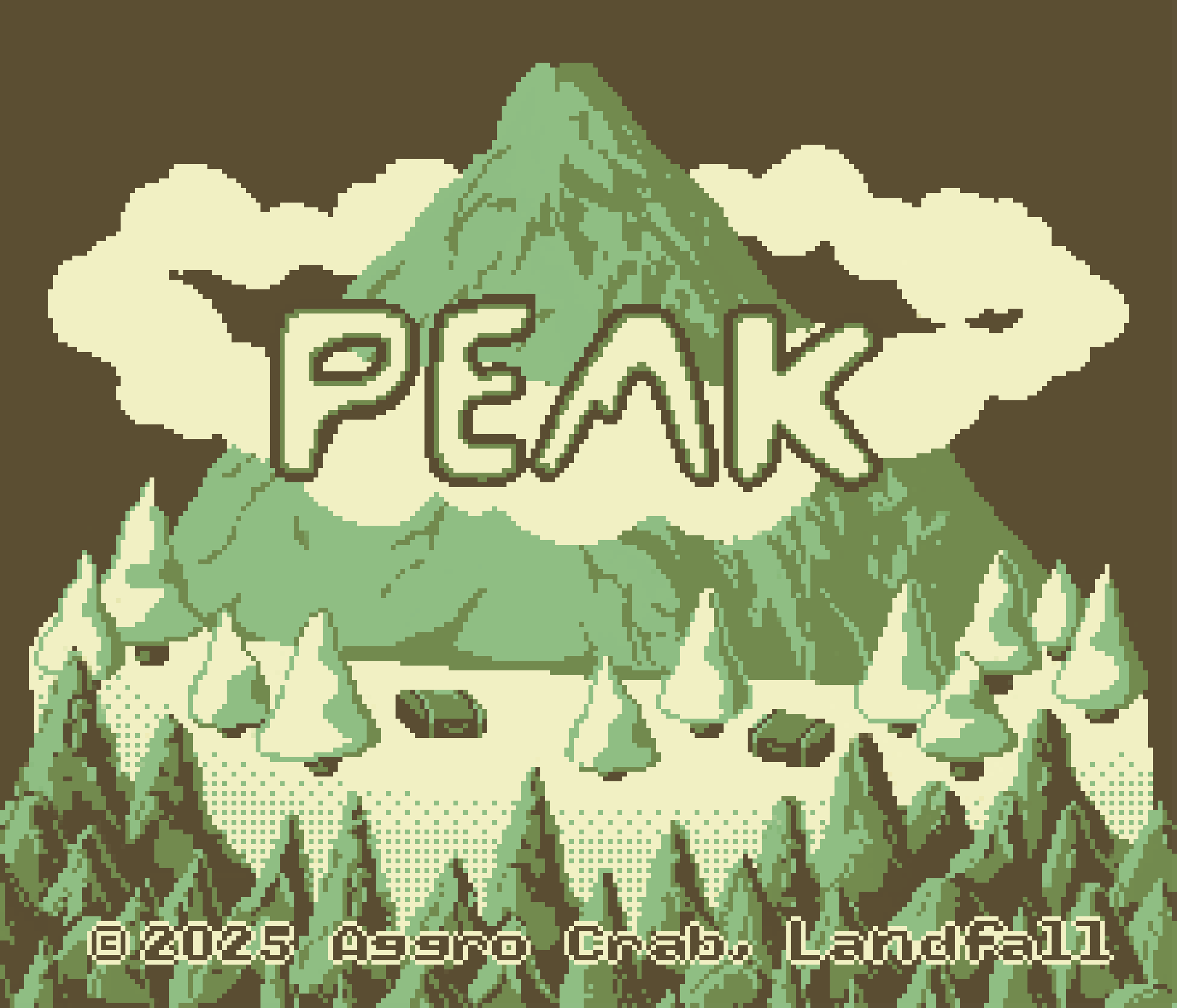 PEAK Title Screen - Artwork done for Summer Games Done Quick 2026, a gaming speedrun marathon supporting Doctors Without Borders. A signed and framed print of this piece was one of the available sweepstakes prizes for the event. Depicts a reimagining