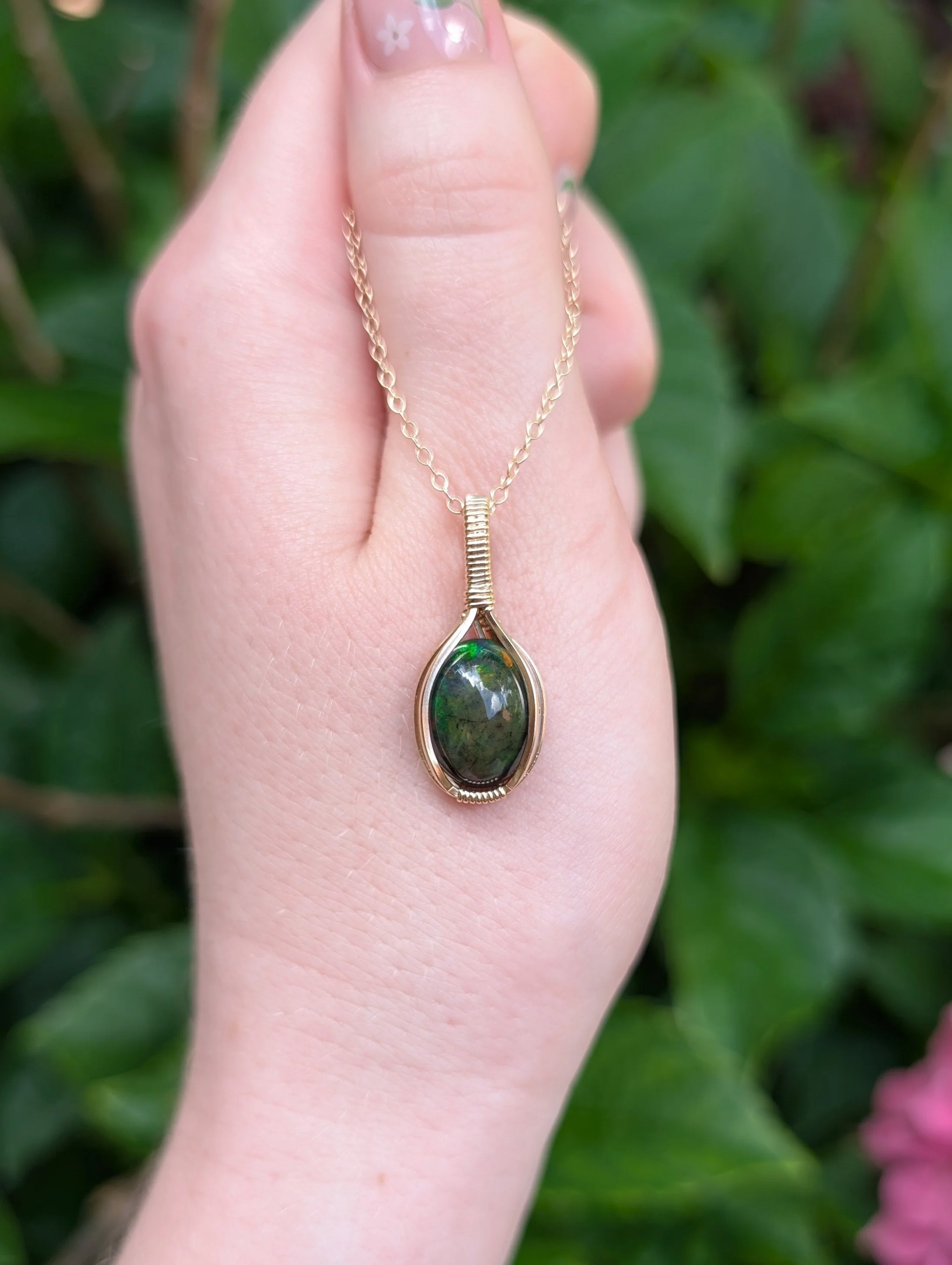 The Petal Necklace | Ethiopin Opal in 14k Gold Filled