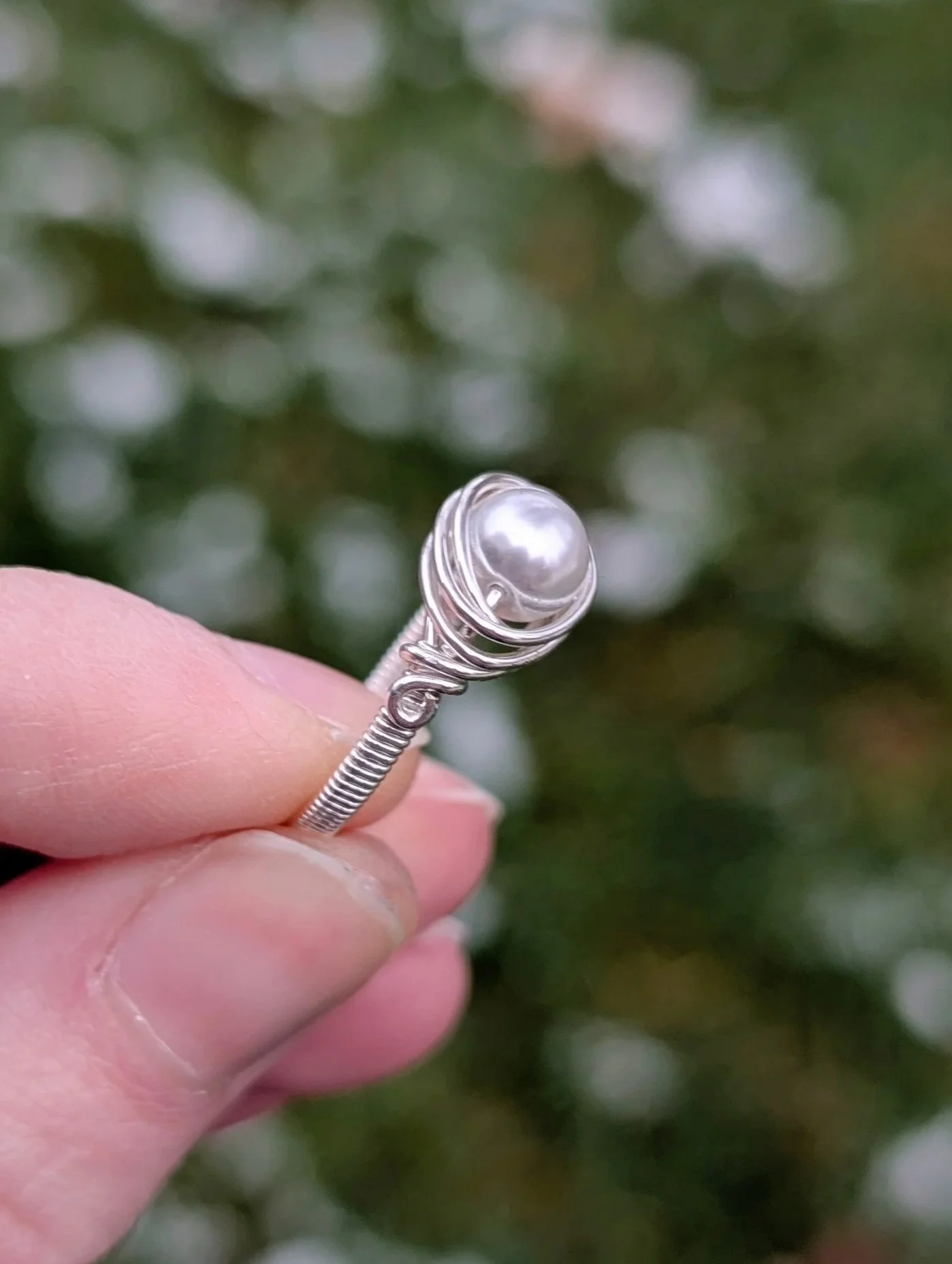 Pearl Ring in Sterling Silver or Copper | Custom Sizing