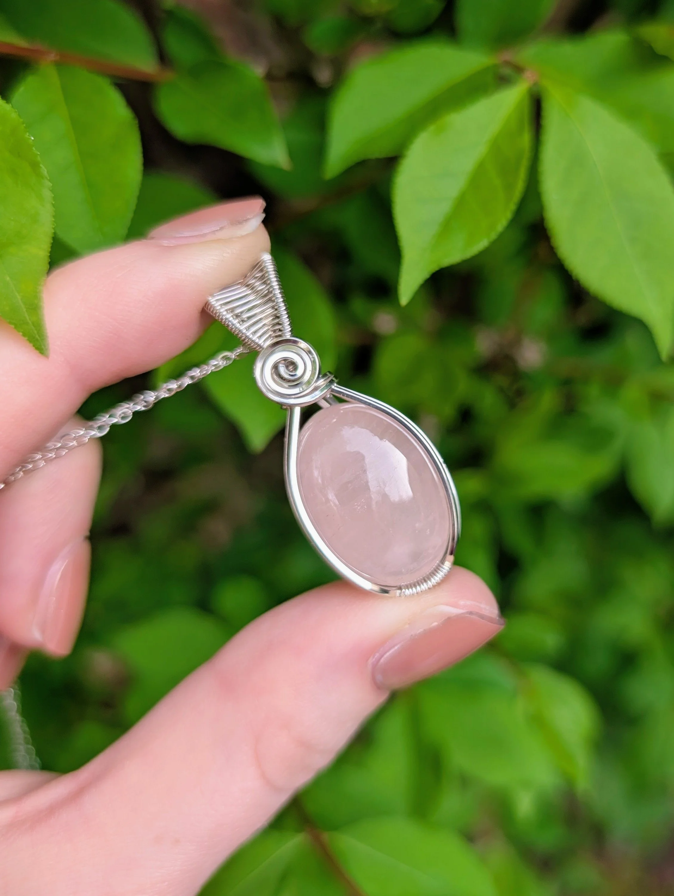 Rosette Necklace | Rose Quartz in Sterling Silver