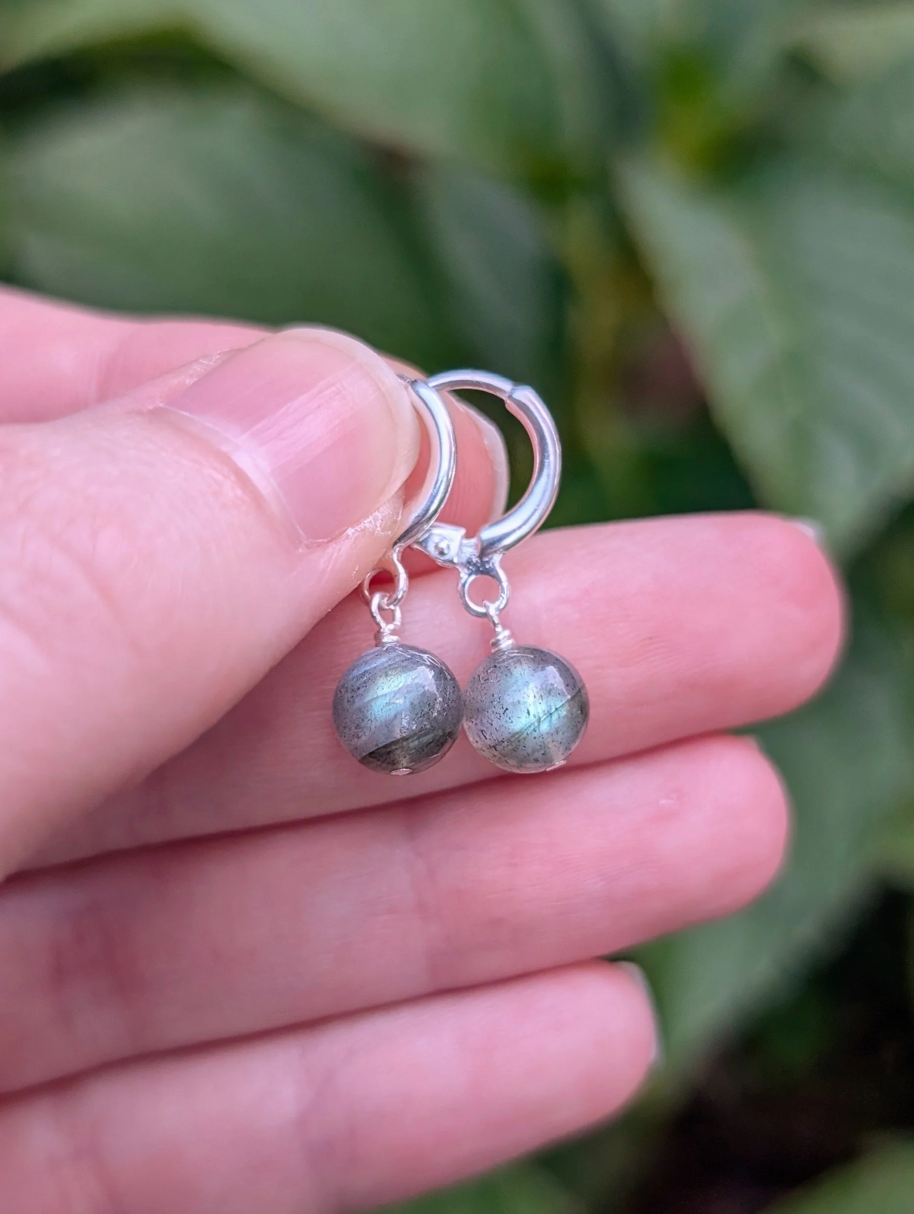 Labradorite Minimalist Earrings in Sterling Silver