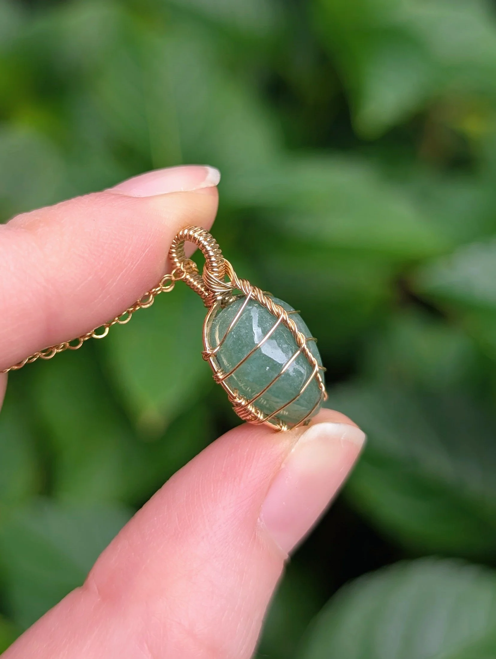 Mini Leaf Necklace with Green Aventurine in 14k Gold Filled