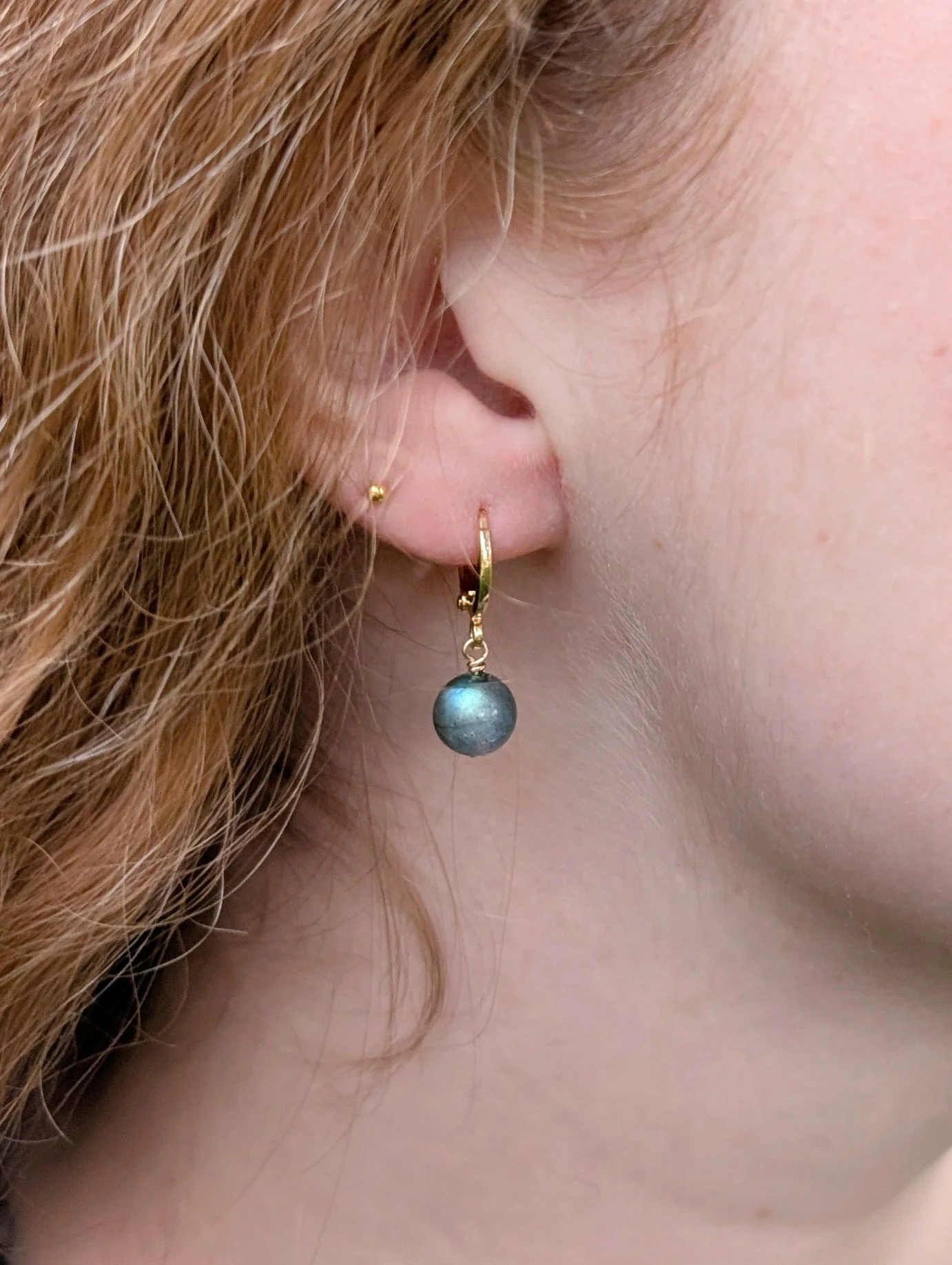 Labradorite Minimalist Earrings in 14k Gold