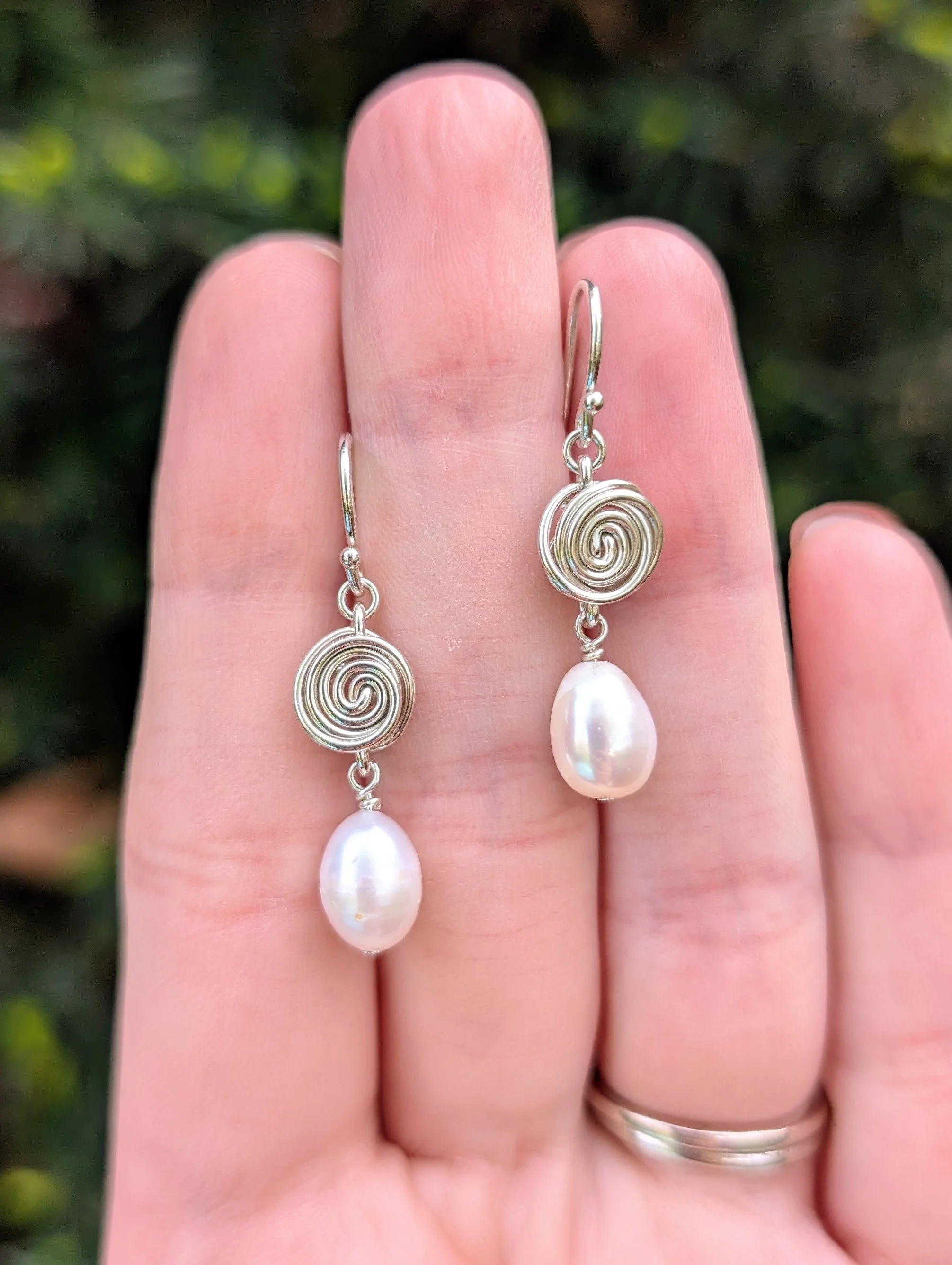 Rosette Earrings in Freshwater Pearl | Sterling Silver or 14k Gold Filled