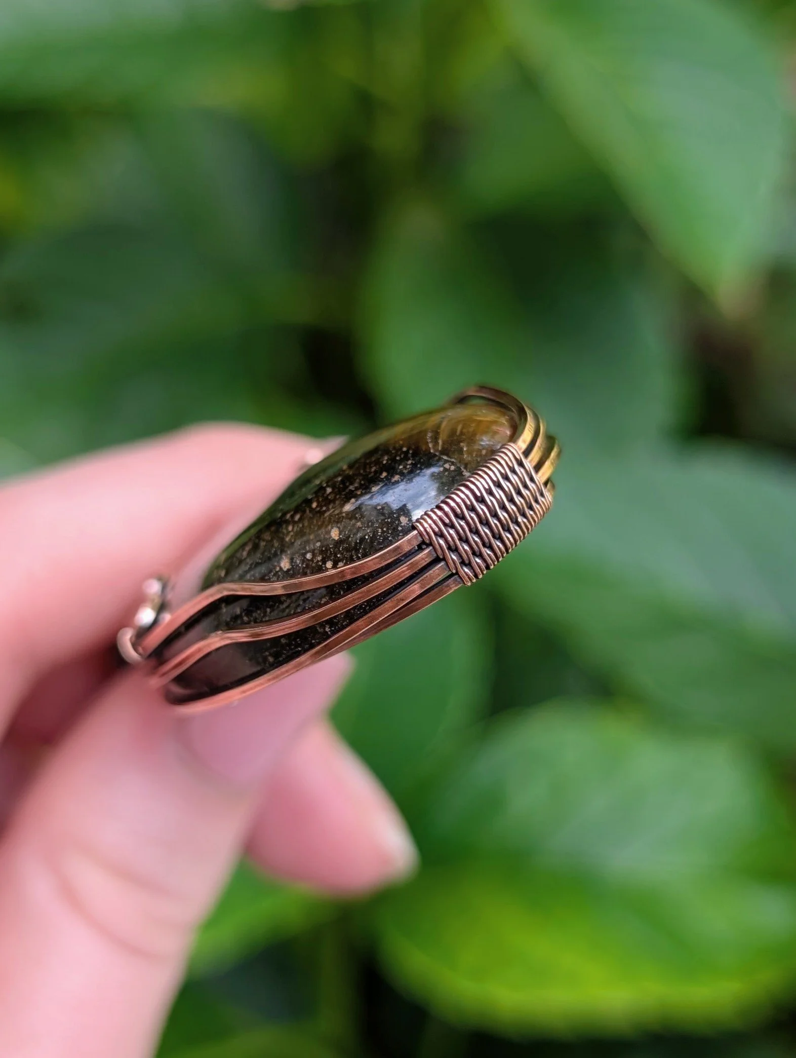 bottom of The Secret Garden Necklace with Tiger's Eye in Copper