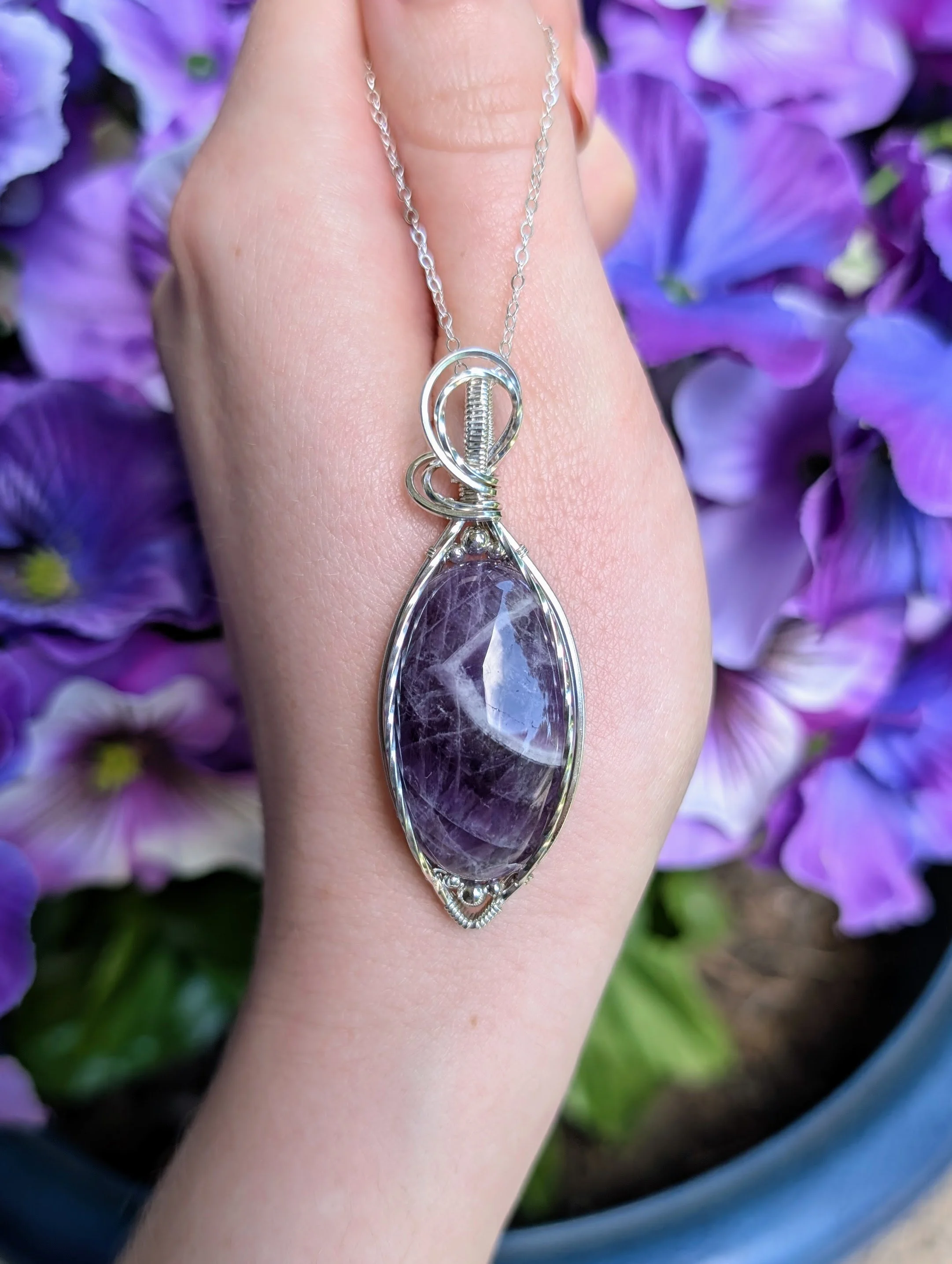 Trapiche Amethyst Pendant in Sterling Silver