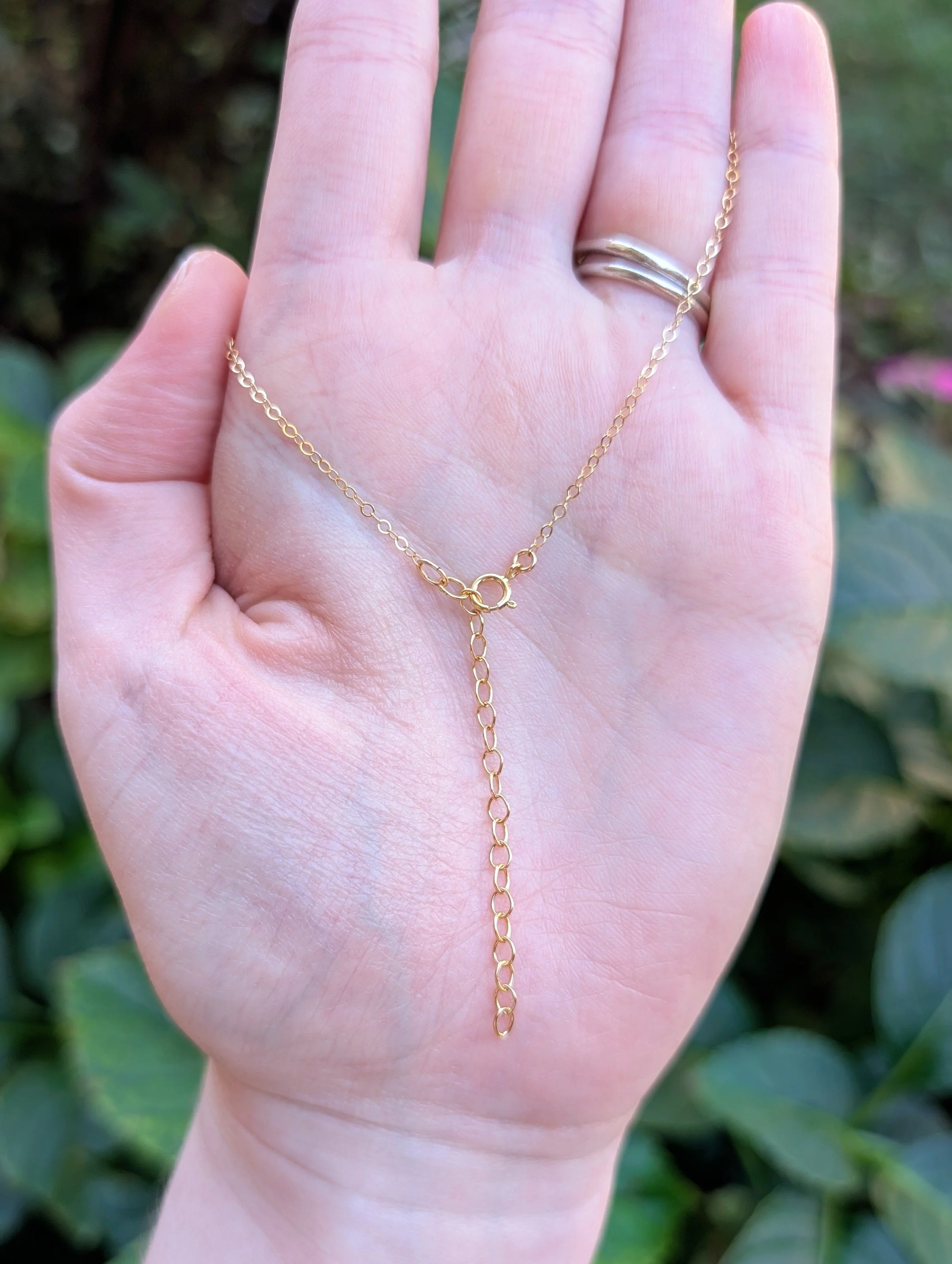 chain of Elara Necklace with an Orange Ethiopian Opal in 14k Gold Filled