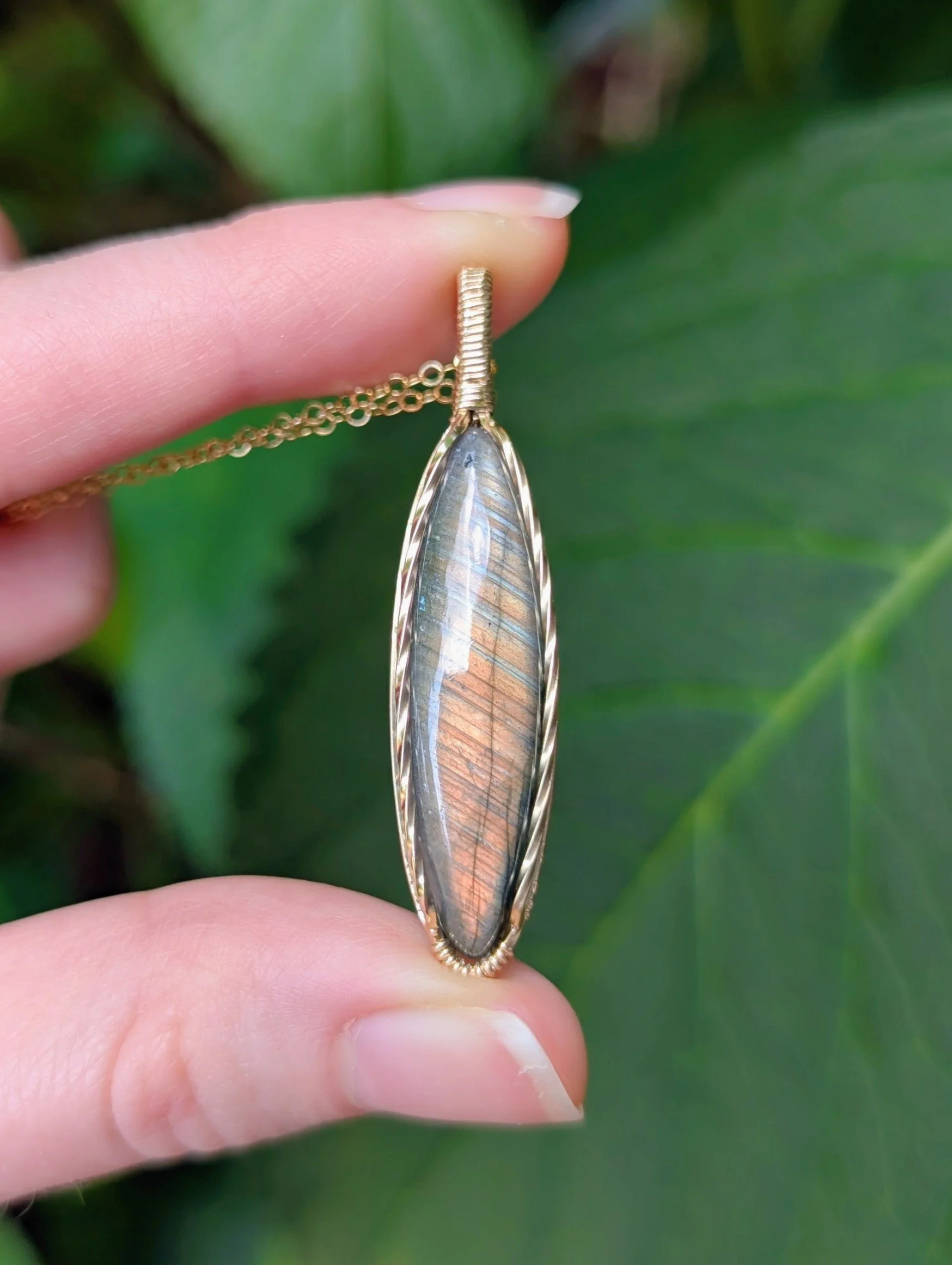 The Petal Necklace | Orange Labradorite in 14k Gold Filled