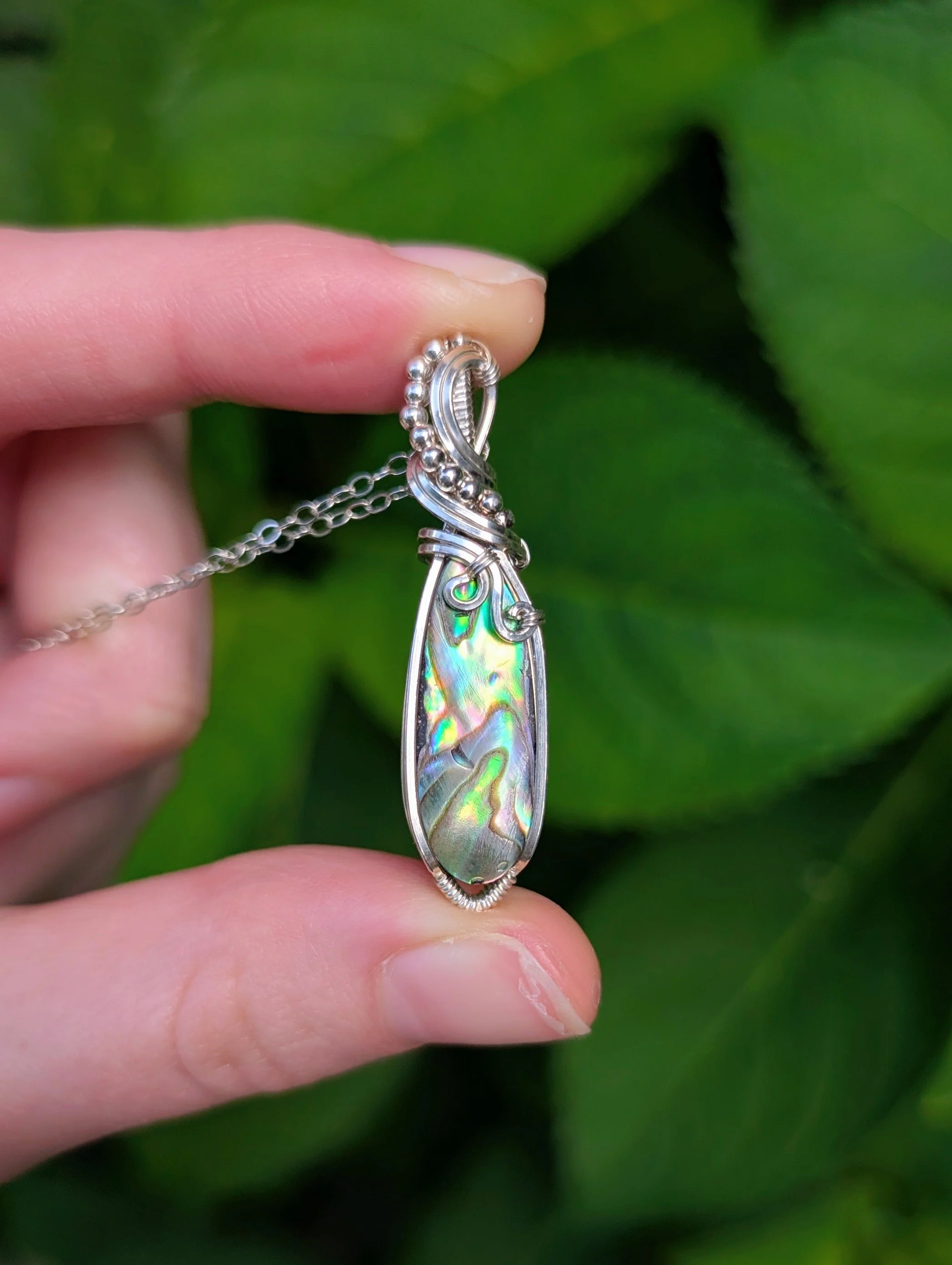 Sea Foam Necklace | Abalone Shell Necklace in Sterling Silver