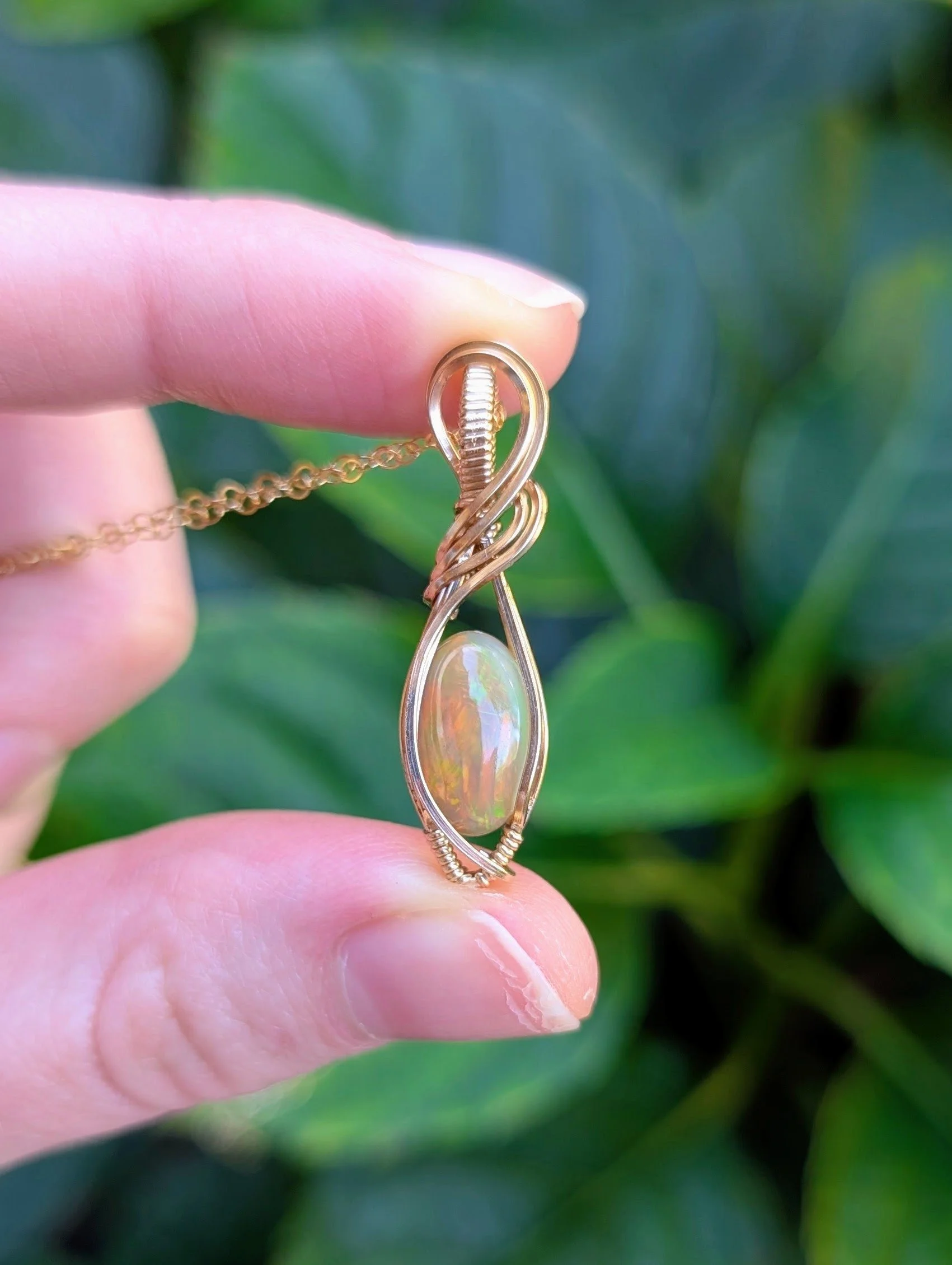 Elara Necklace | Orange Ethiopian Opal in 14k Gold Filled