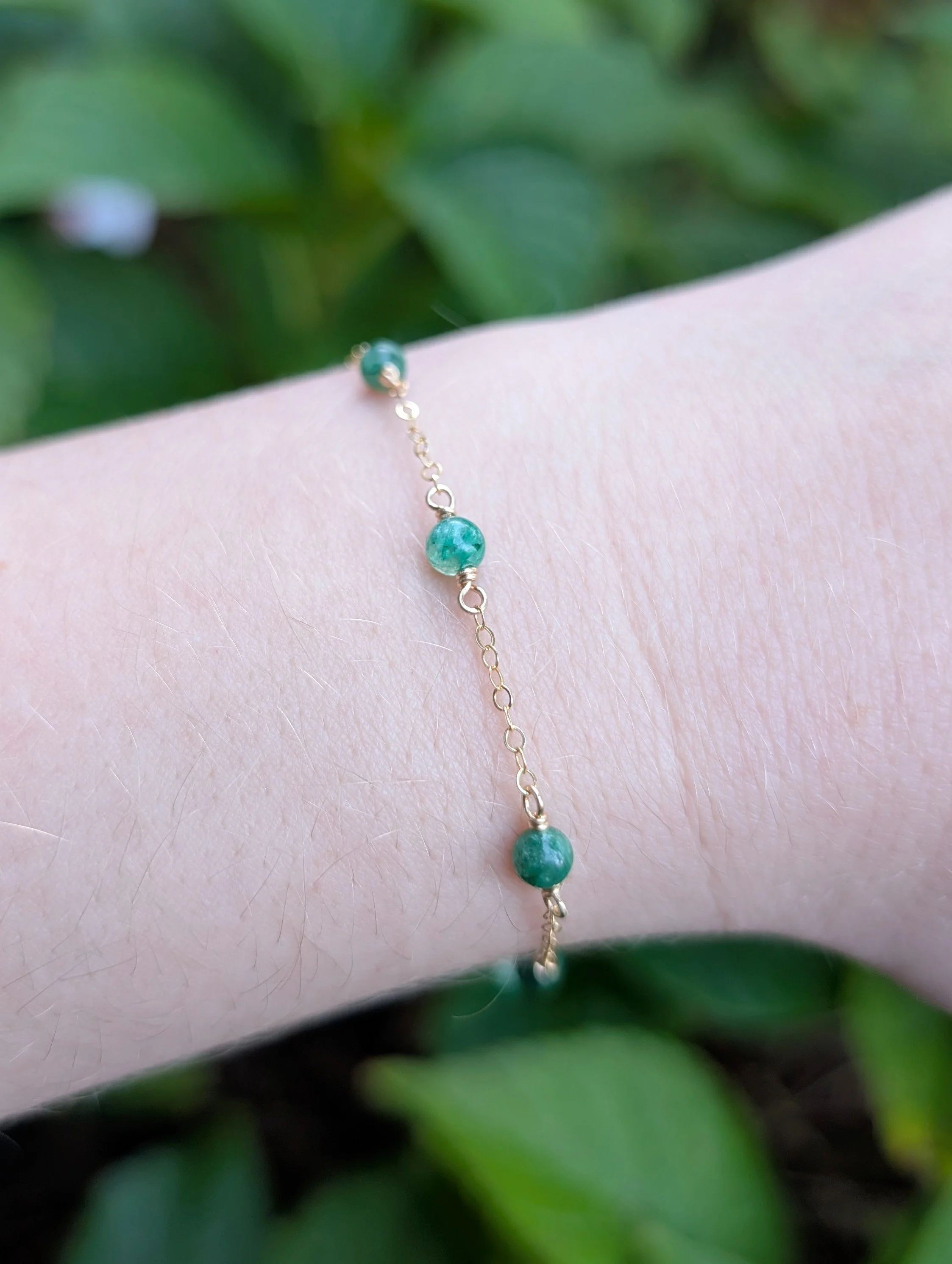 Green Apatite Gemstone Bracelet | 14k Gold Filled