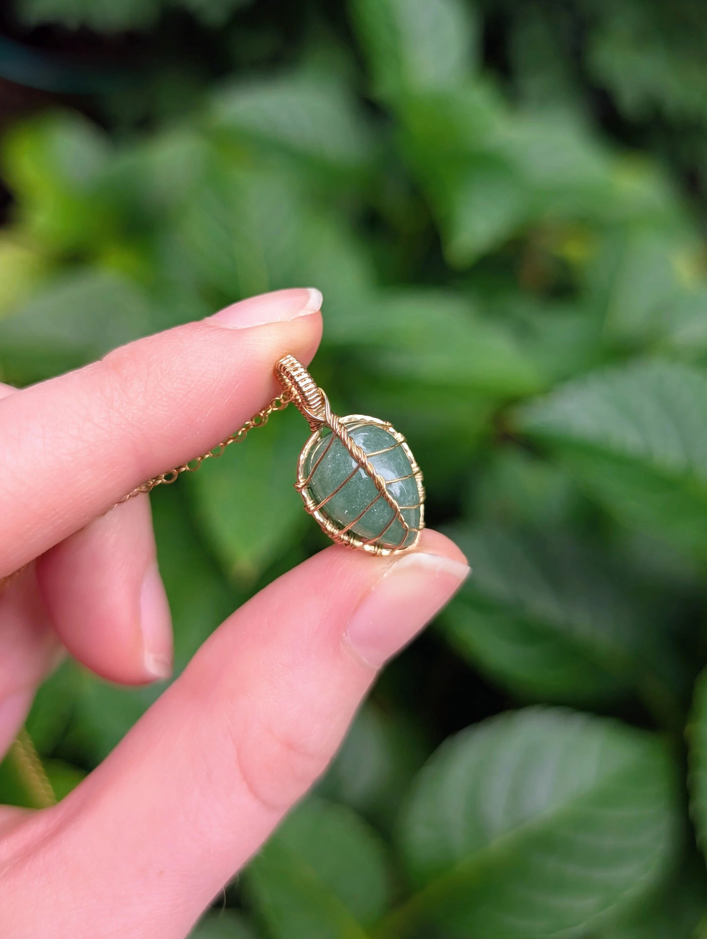 Mini Leaf Necklace with Green Aventurine in 14k Gold Filled