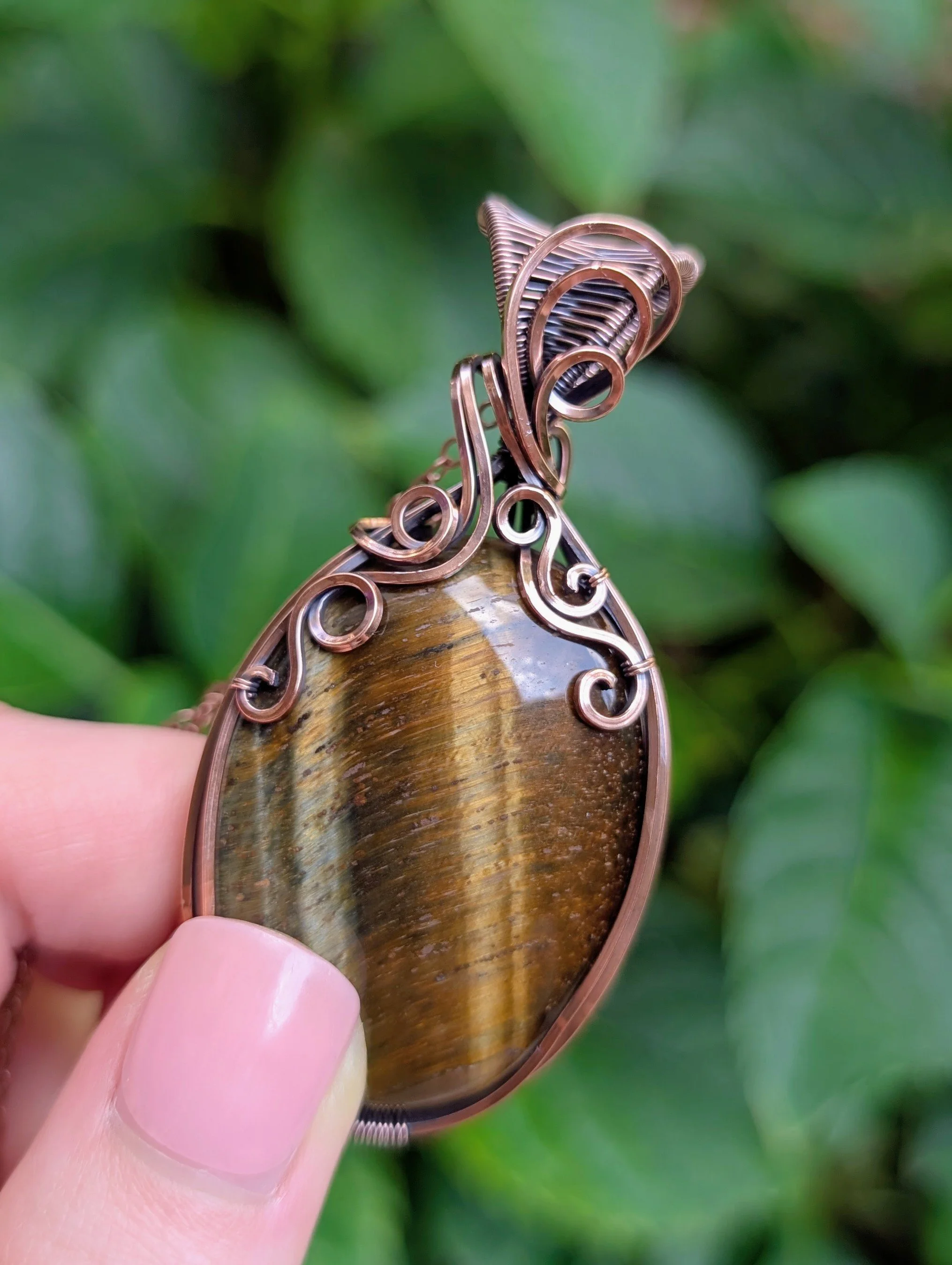 The Secret Garden Necklace with Tiger's Eye in Copper
