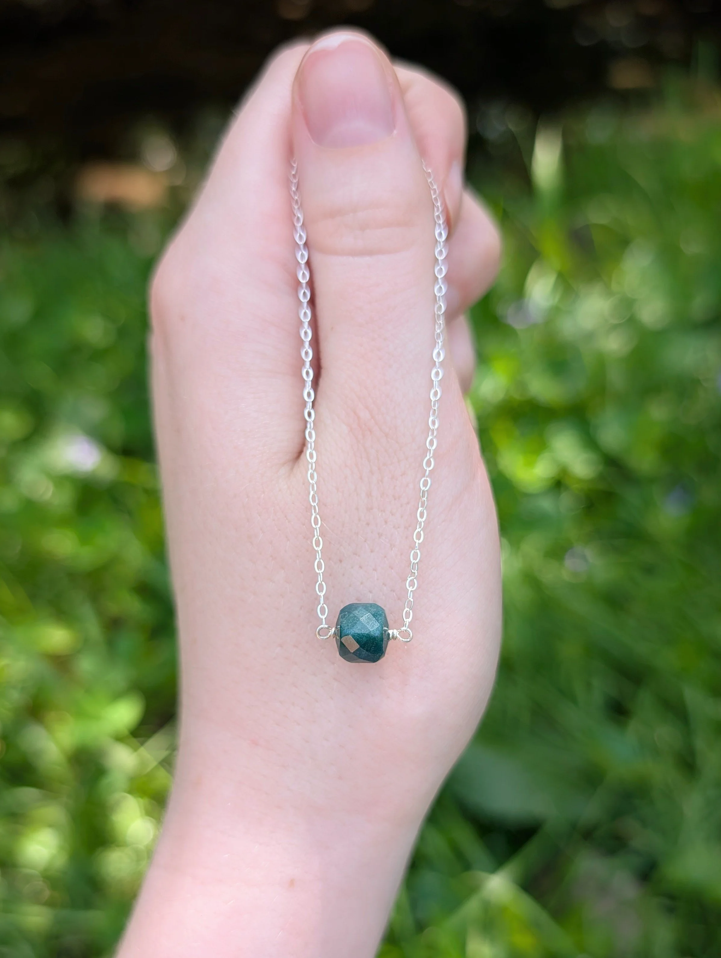 Emerald Minimalist Necklace | Sterling Silver or 14k Gold Filled