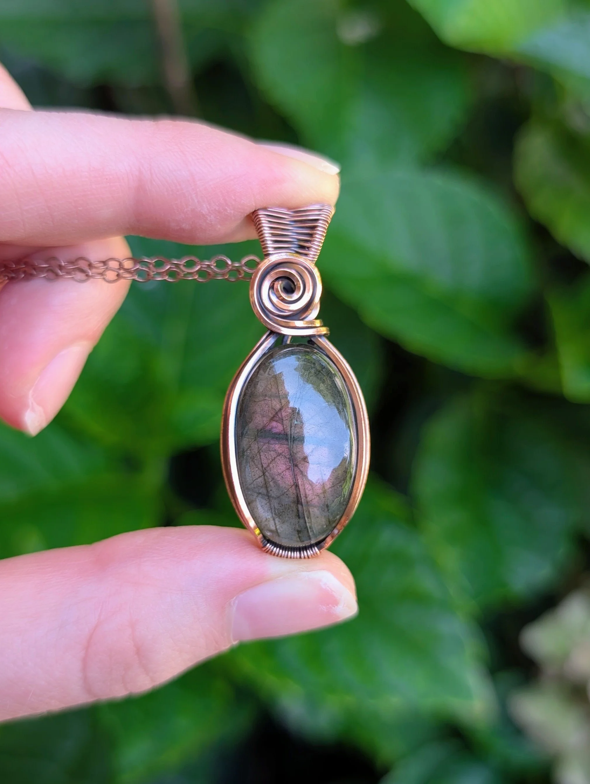 The Merigold Necklace | Orange Labradorite in Copper