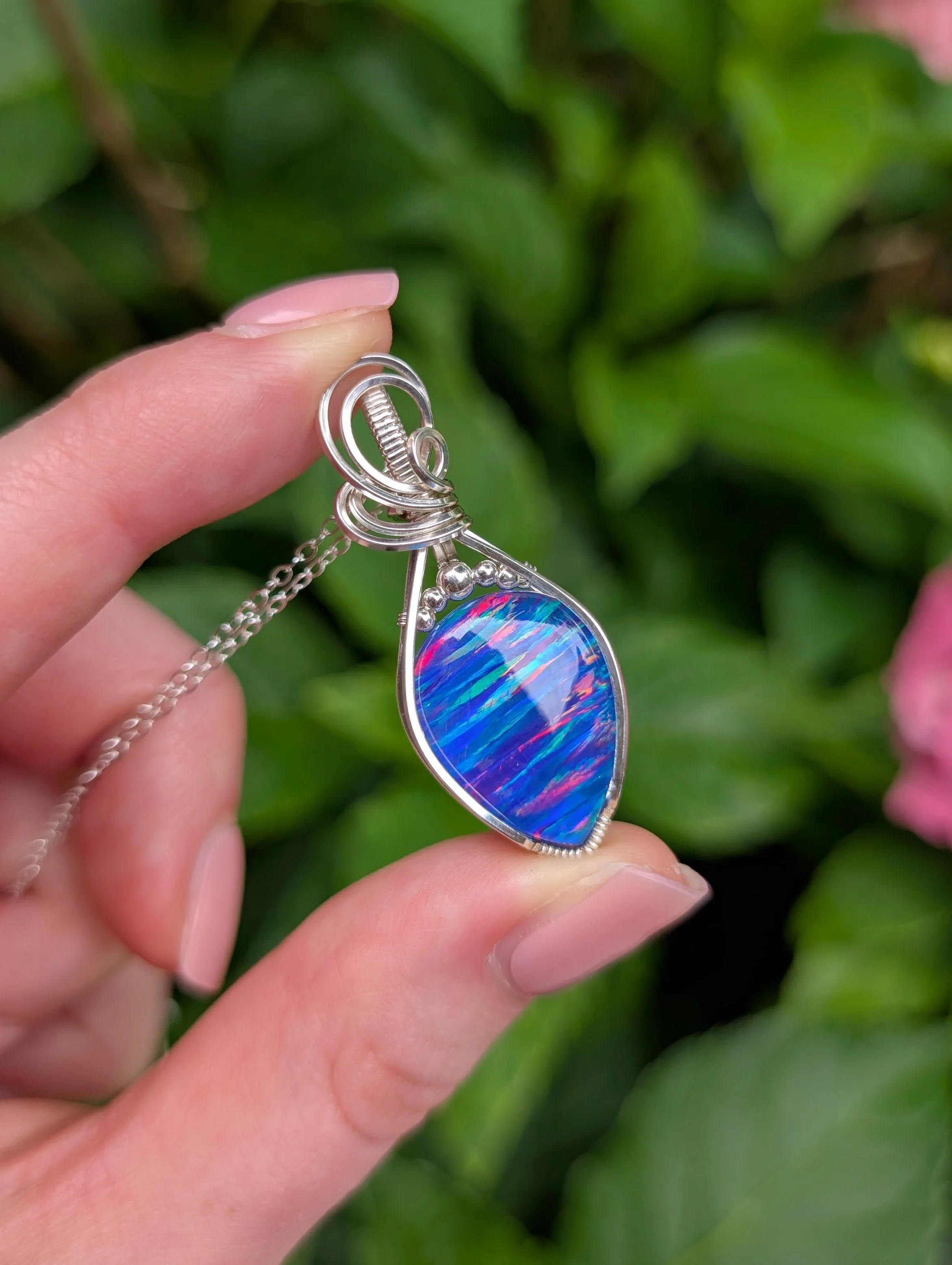 The Tiara Necklace | Blue Bello Opal Doublet in Sterling Silver