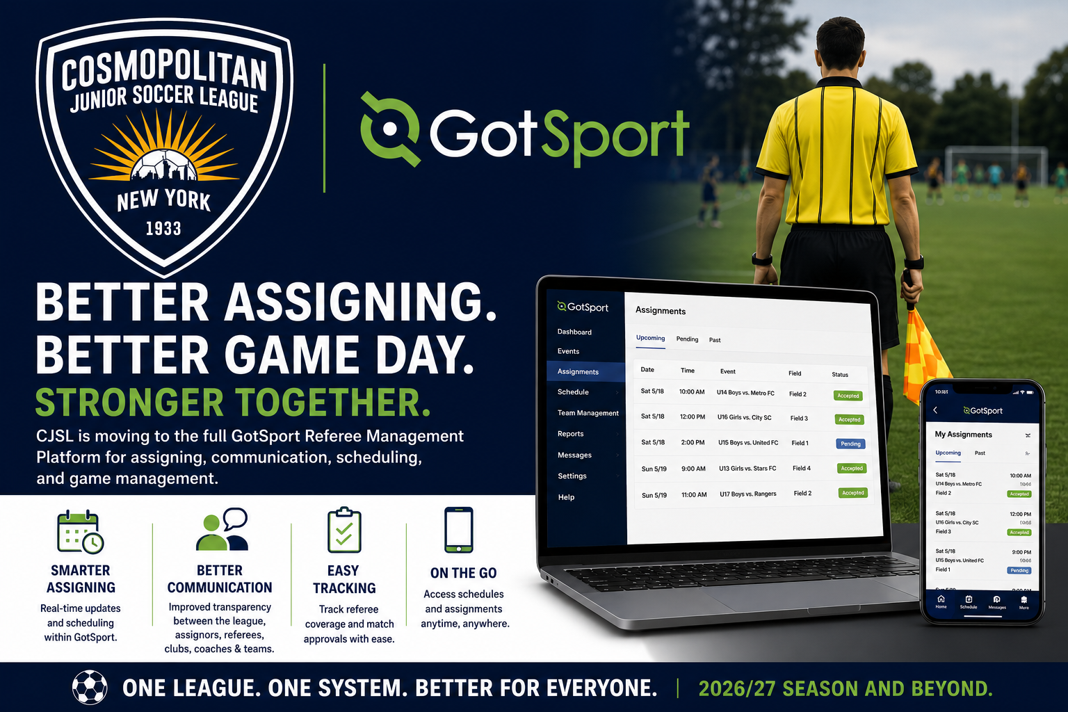 CJSL Referee Assigning &amp; GotSport Integration – Fall 2026