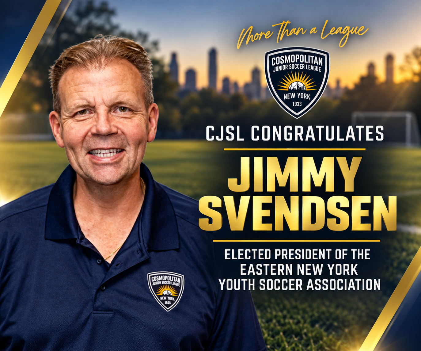 CJSL Congratulates Jimmy Svendsen on Election as ENYYSA President