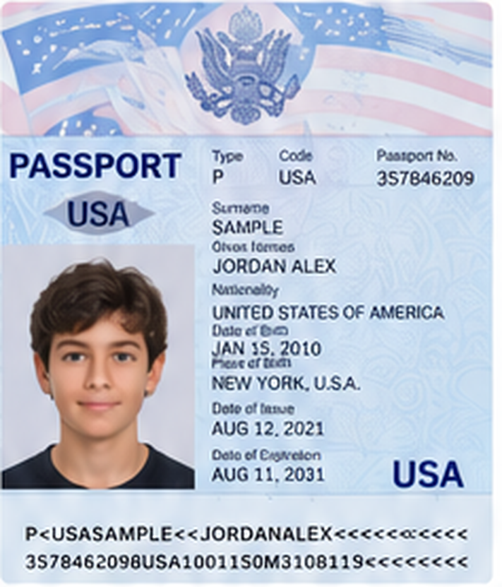 Illustrative sample of a U.S. passport
