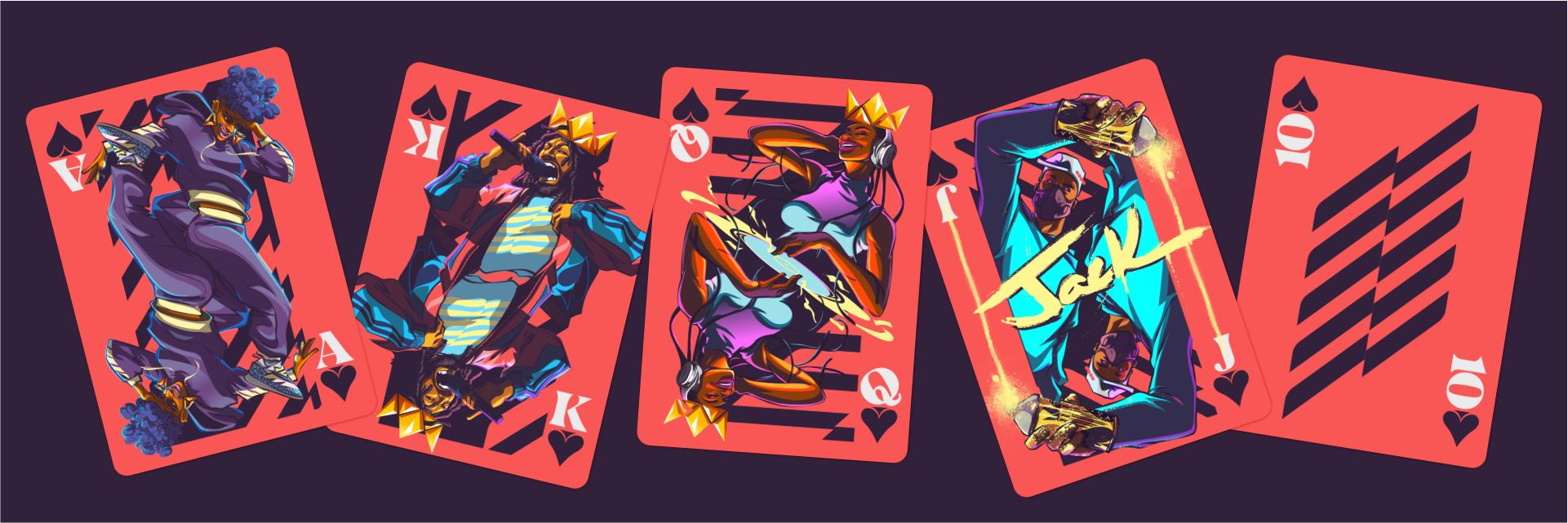 King of Spades Affinity x Pope Phoenix, vector illustration, playing card deck, hip-hop playing cards