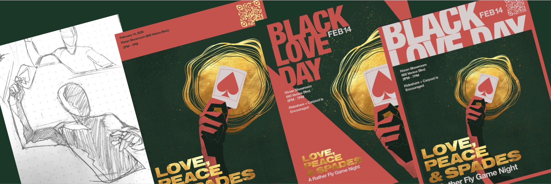 sketches, cultural flyer designs, red, green,