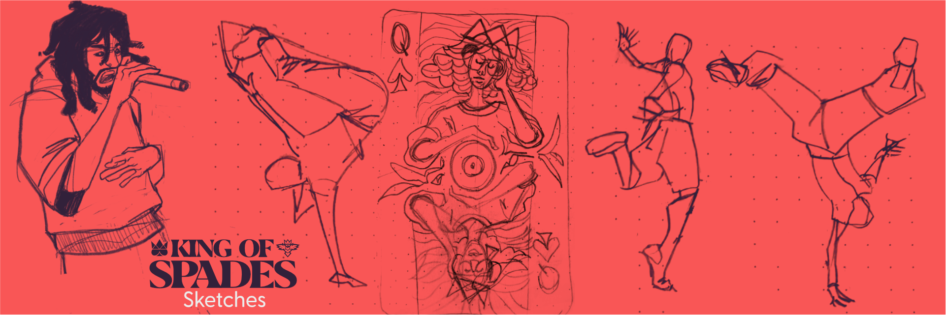 King of Spades, Affinity x Pope Phoenix, sketch book, sketches
