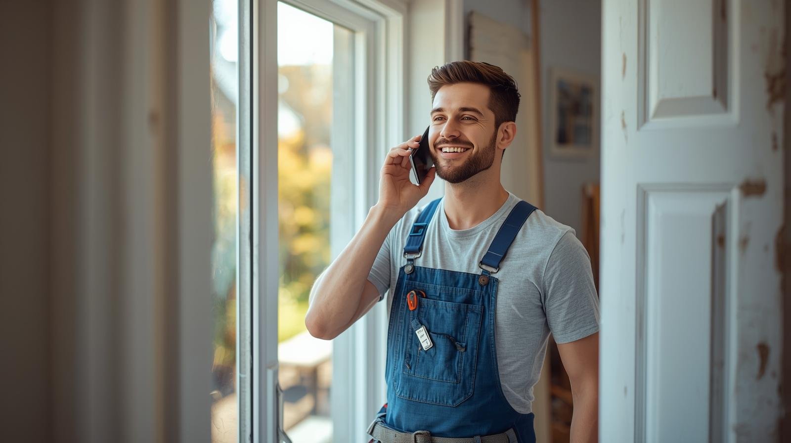 roofing contractor getting a phone call from a new lead