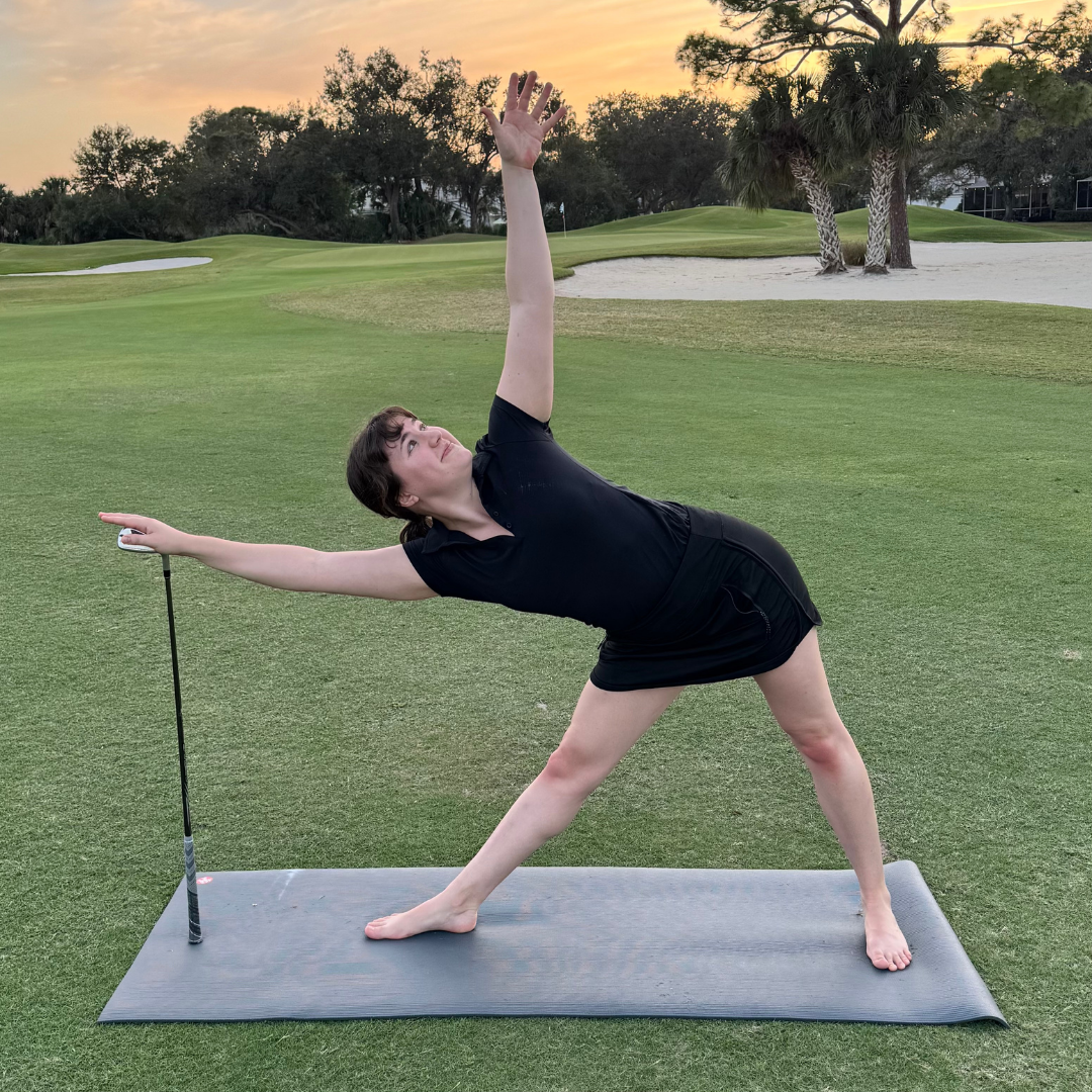 Triangle Yoga Pose with Golf Club