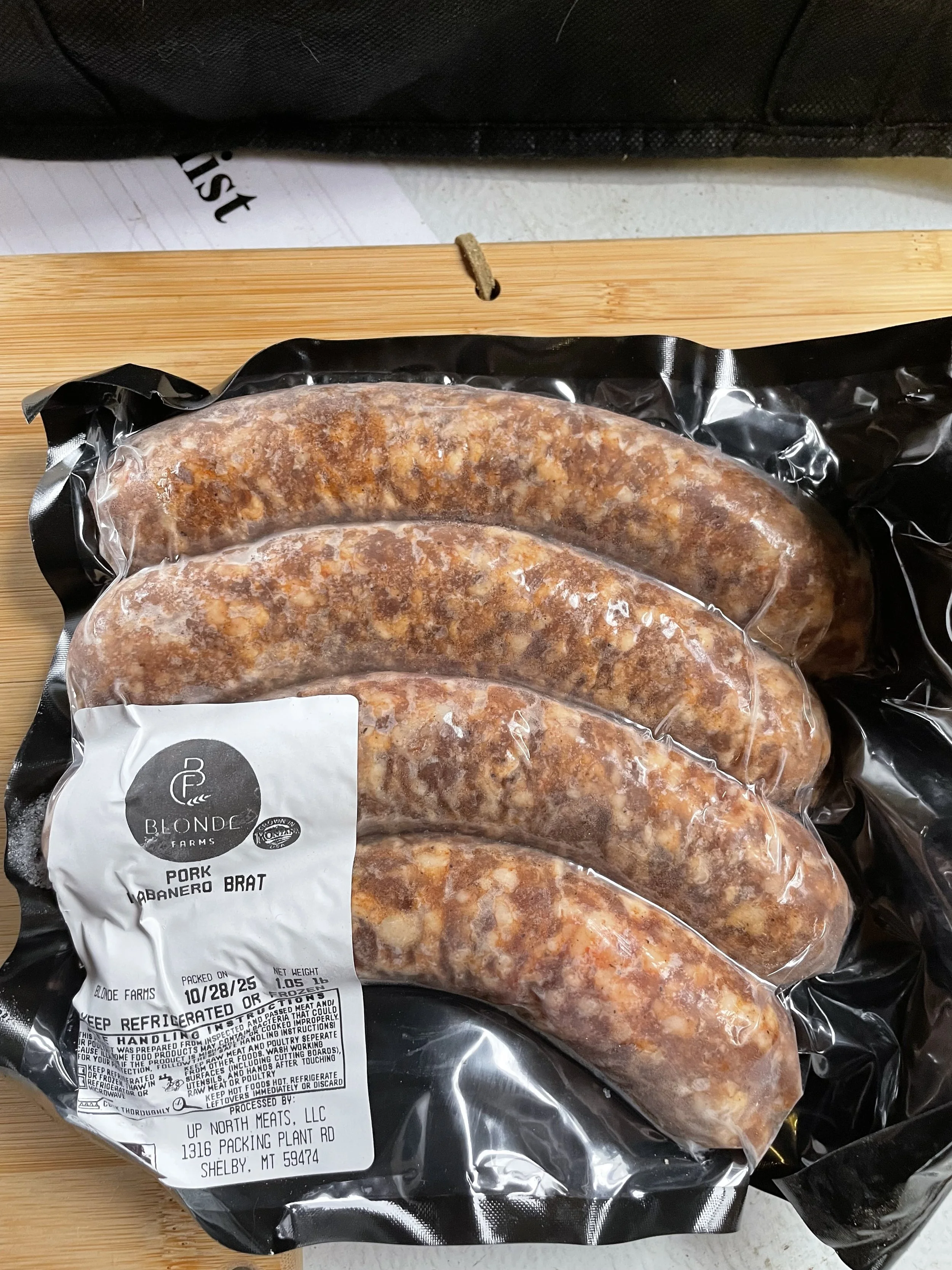 Fresh Bratwurst varieties.