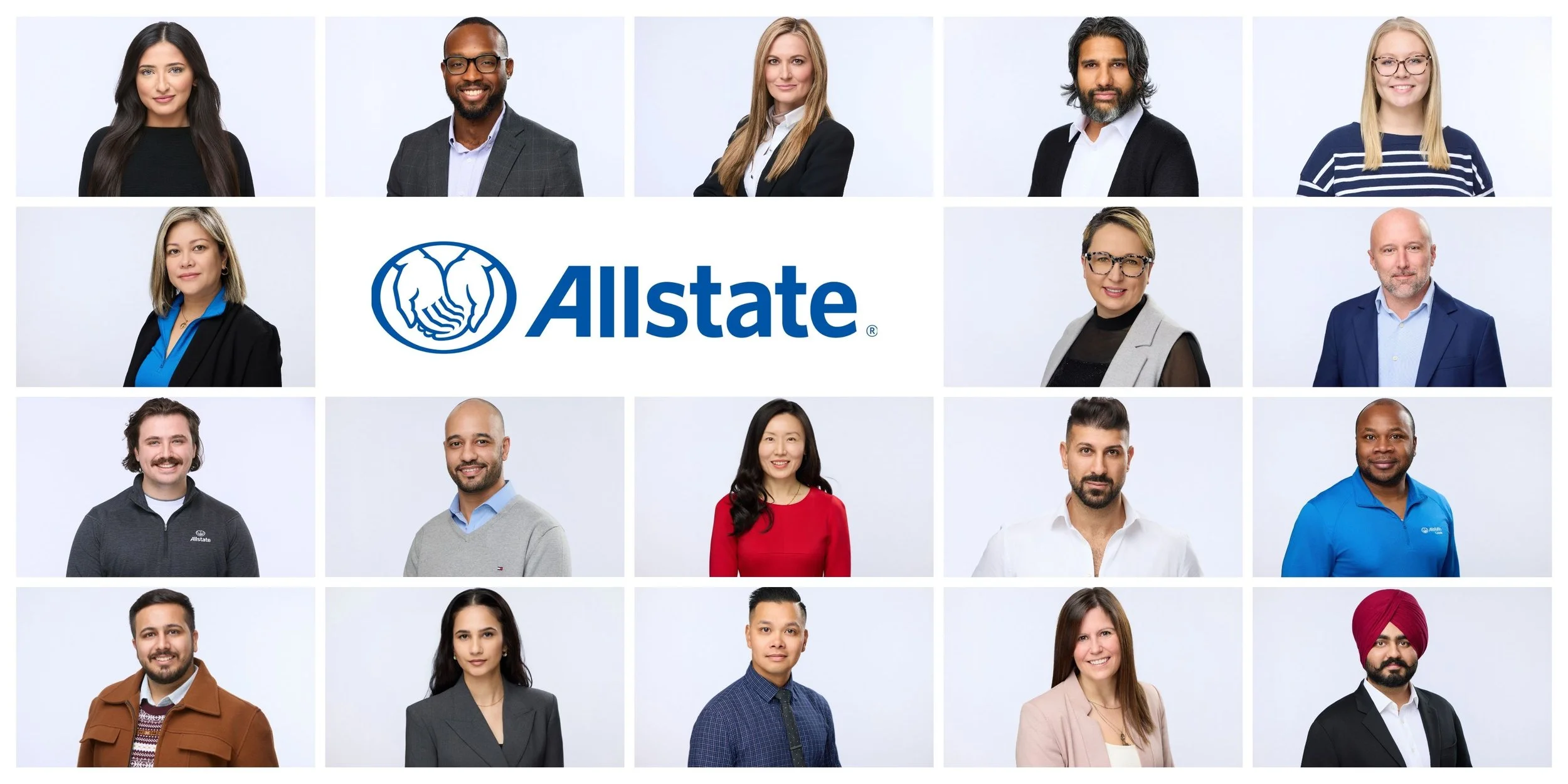 Consistent corporate headshots photographed for Allstate