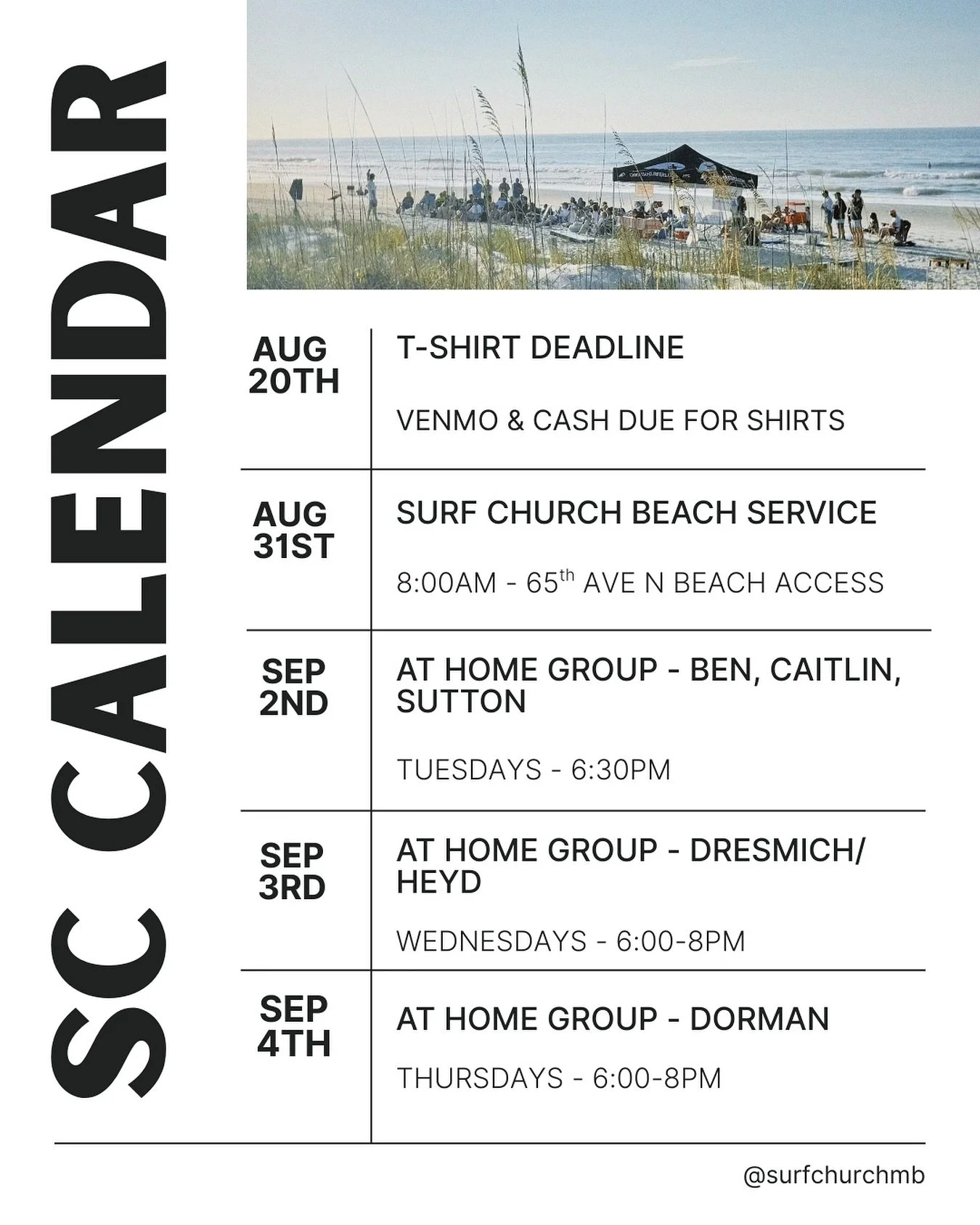 UPDATED SCMB CALENDAR!! ☀️🌊

AT HOMES launching this week!!

EXCITED!! go team!!!!❤️⚡️🤙🏻