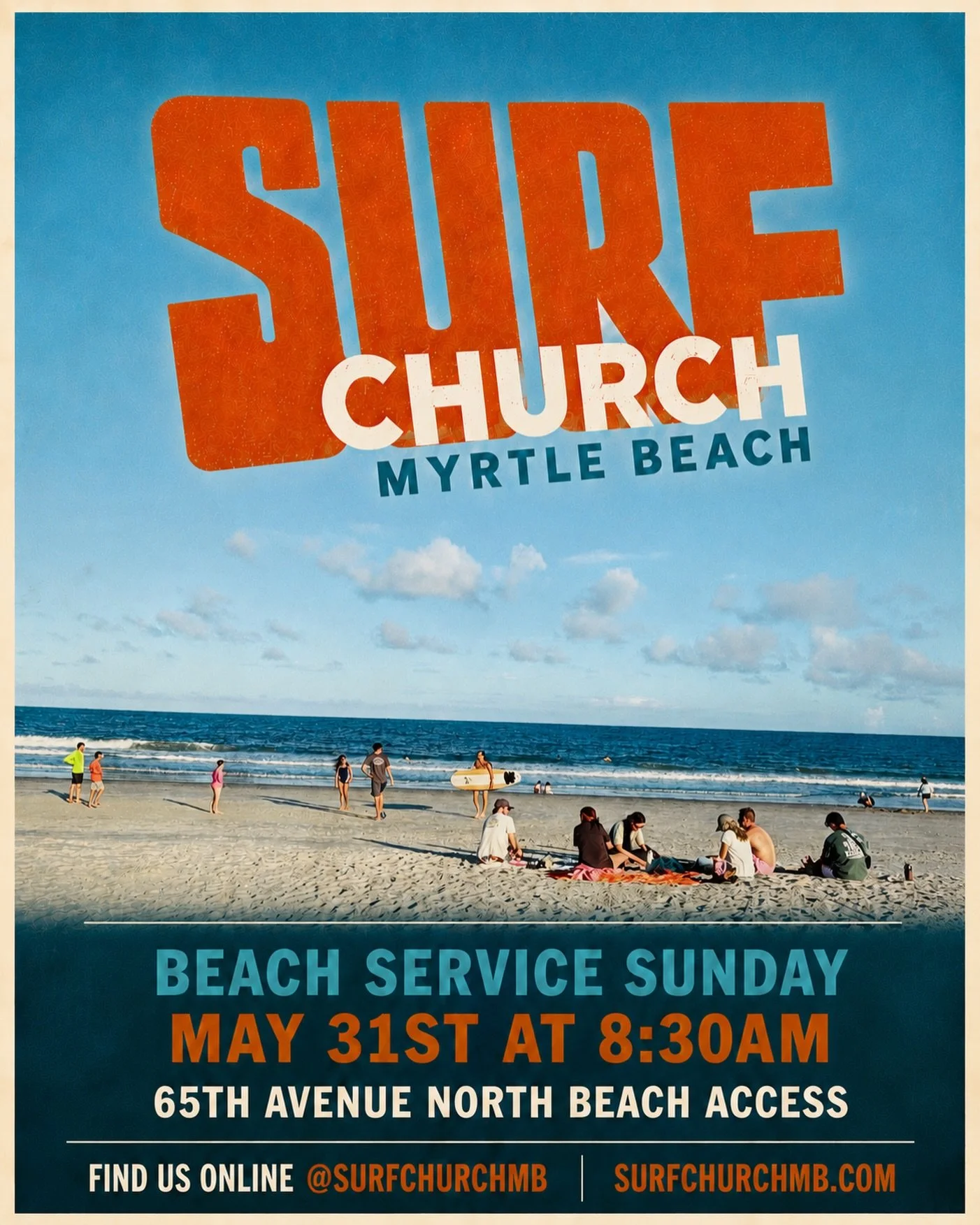 BEACH SERVICE SUNDAY!! THIS SUNDAY!!☀️🌊

We are so stoked to be kicking off  the start of our beach services for the year!! 

First one is THIS SUNDAY!! 

Come hang with us!! 

If you would like to get baptized, dm us!! 

🗓️ May 31st

⏰8:30AM

📍65